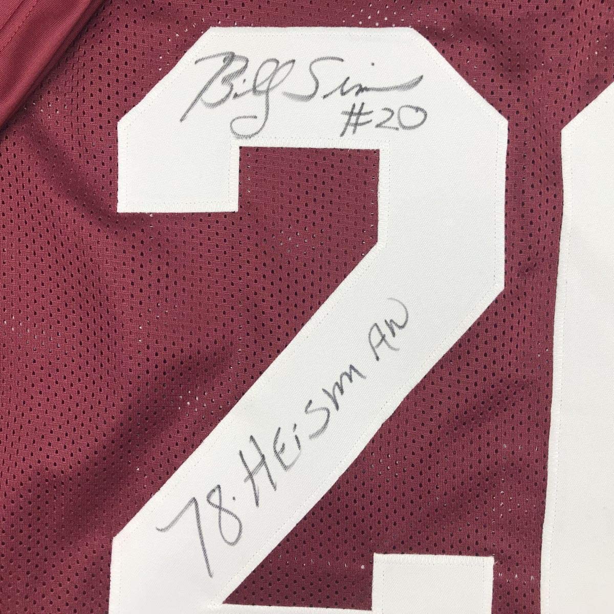Autographed/Signed Billy Sims 78 Heisman Oklahoma Maroon College Football Jersey JSA COA - Image 3