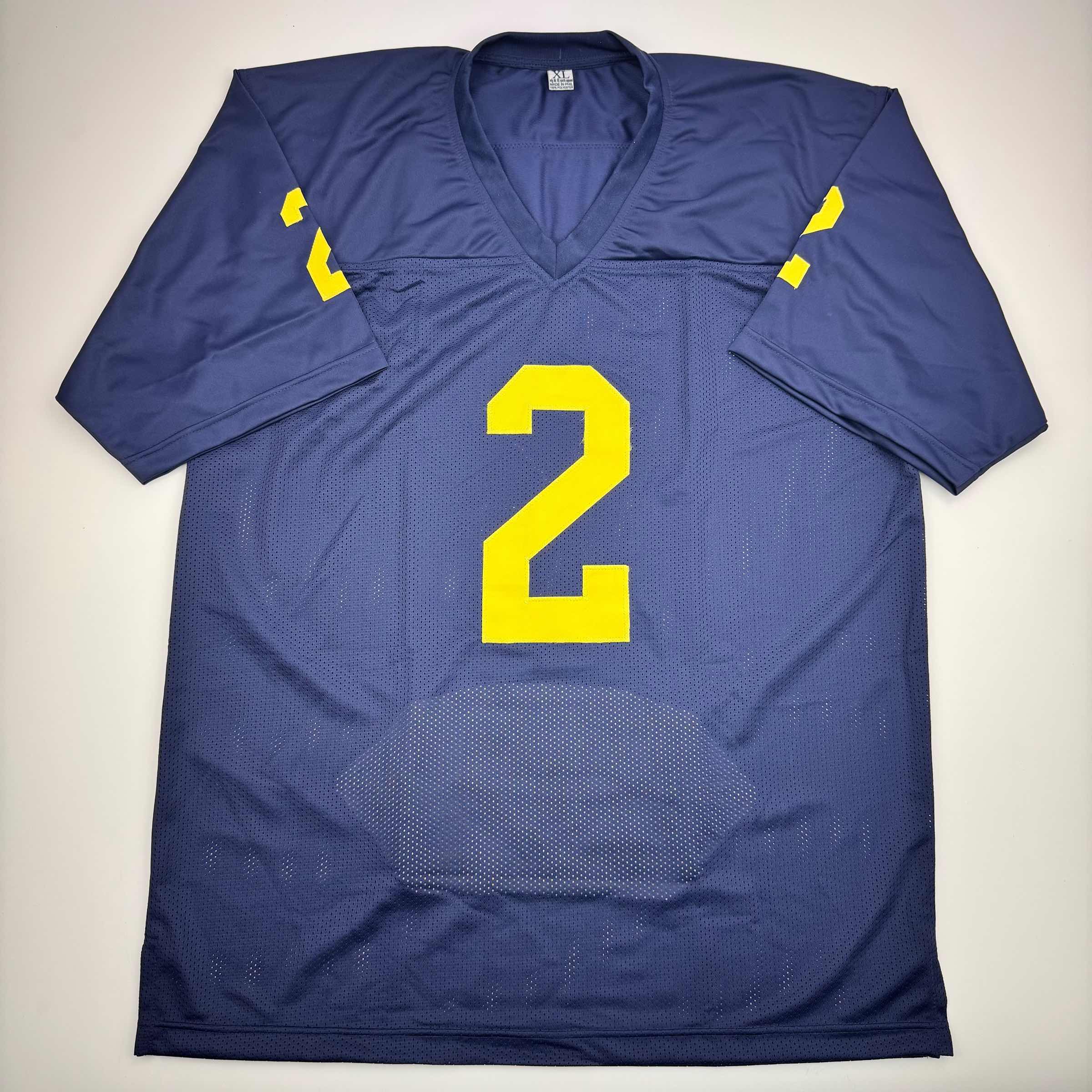 Autographed/Signed Blake Corum Michigan Blue Stat College Football Jersey Beckett BAS COA - Image 4