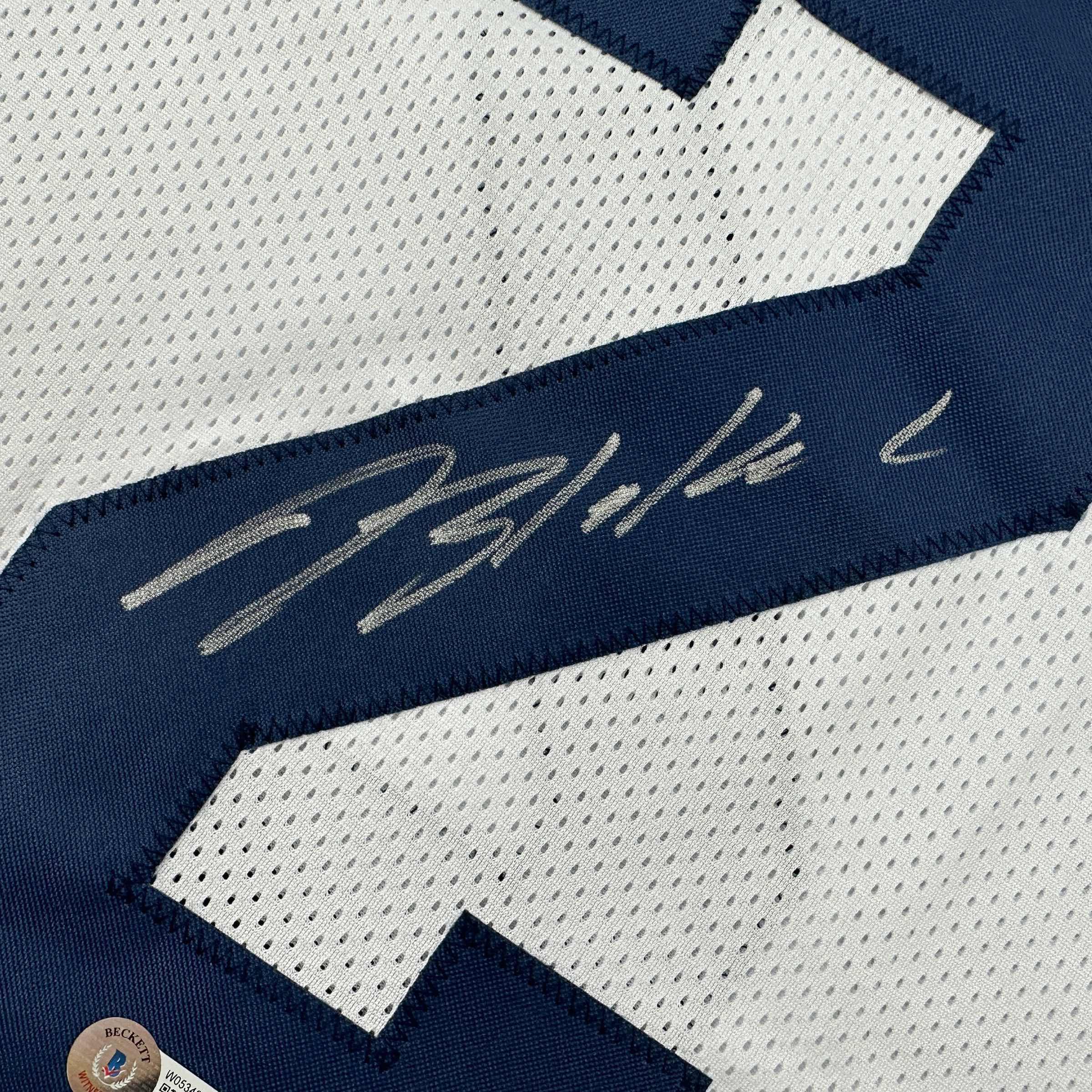 Autographed/Signed Blake Corum Michigan White College Football Jersey Beckett BAS COA - Image 3