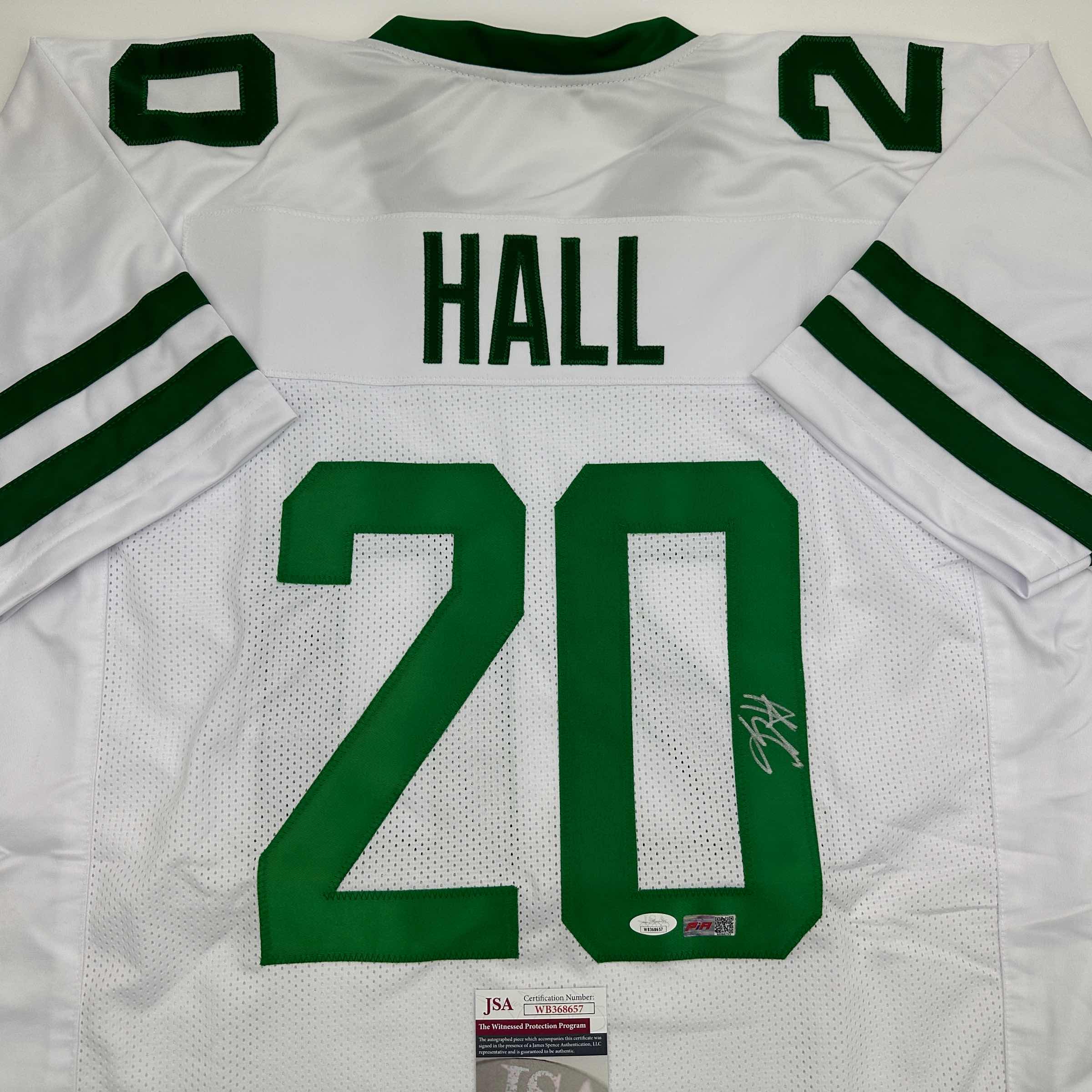 Autographed/Signed Breece Hall New York White Football Jersey JSA COA - Image 2