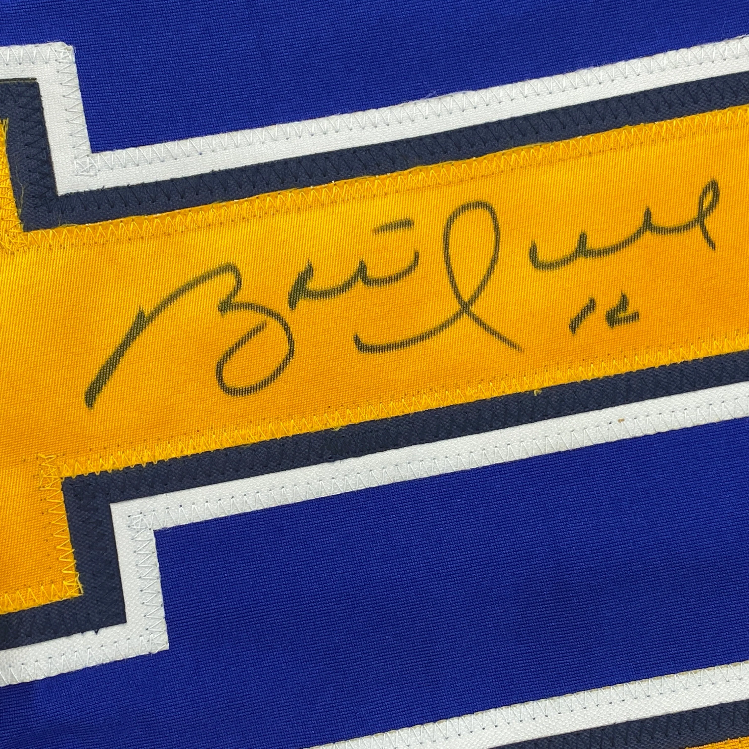 Autographed/Signed Brett Hull St. Louis Blue Yellow Numbers Hockey Jersey JSA COA - Image 3