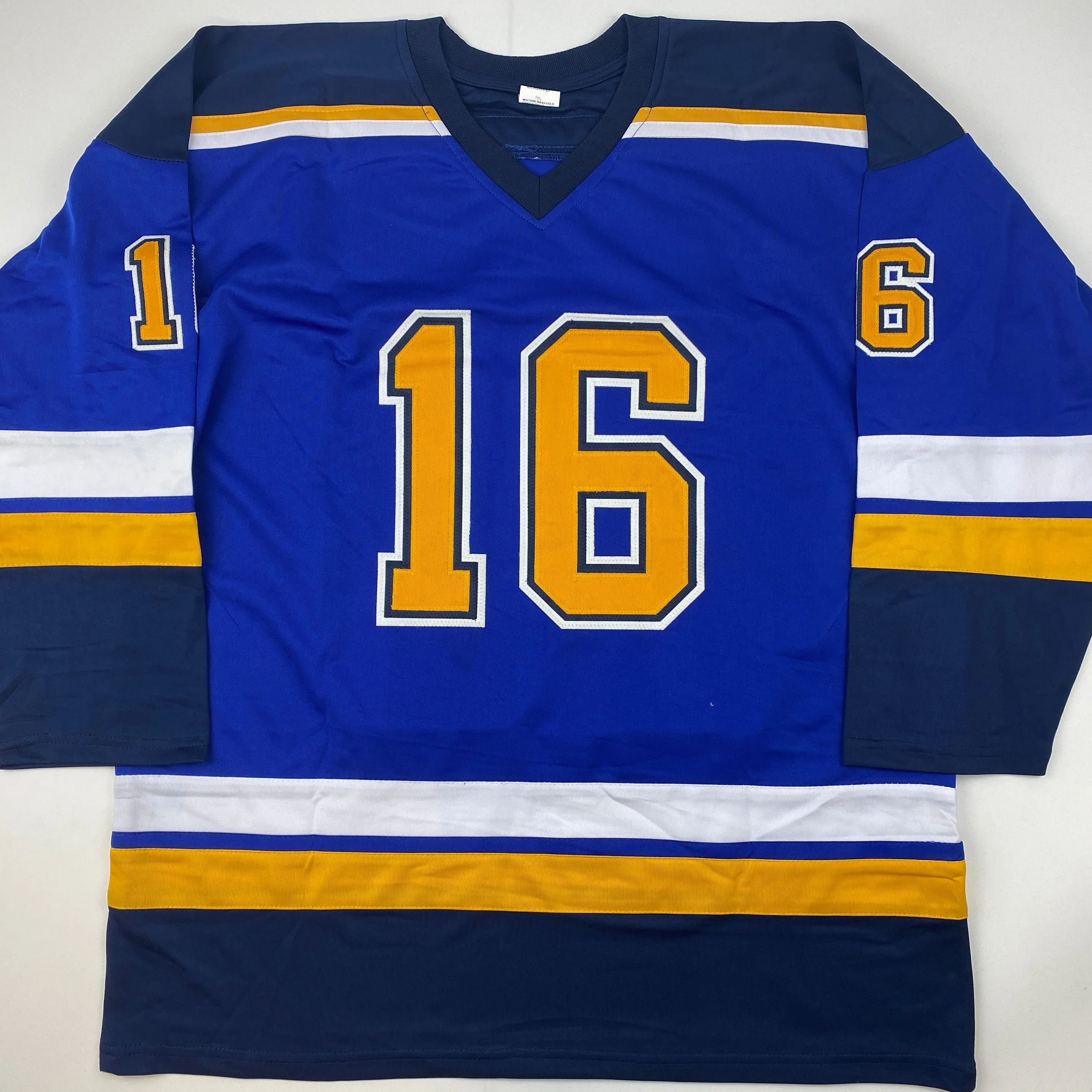Autographed/Signed Brett Hull St. Louis Blue Yellow Numbers Hockey Jersey JSA COA - Image 4