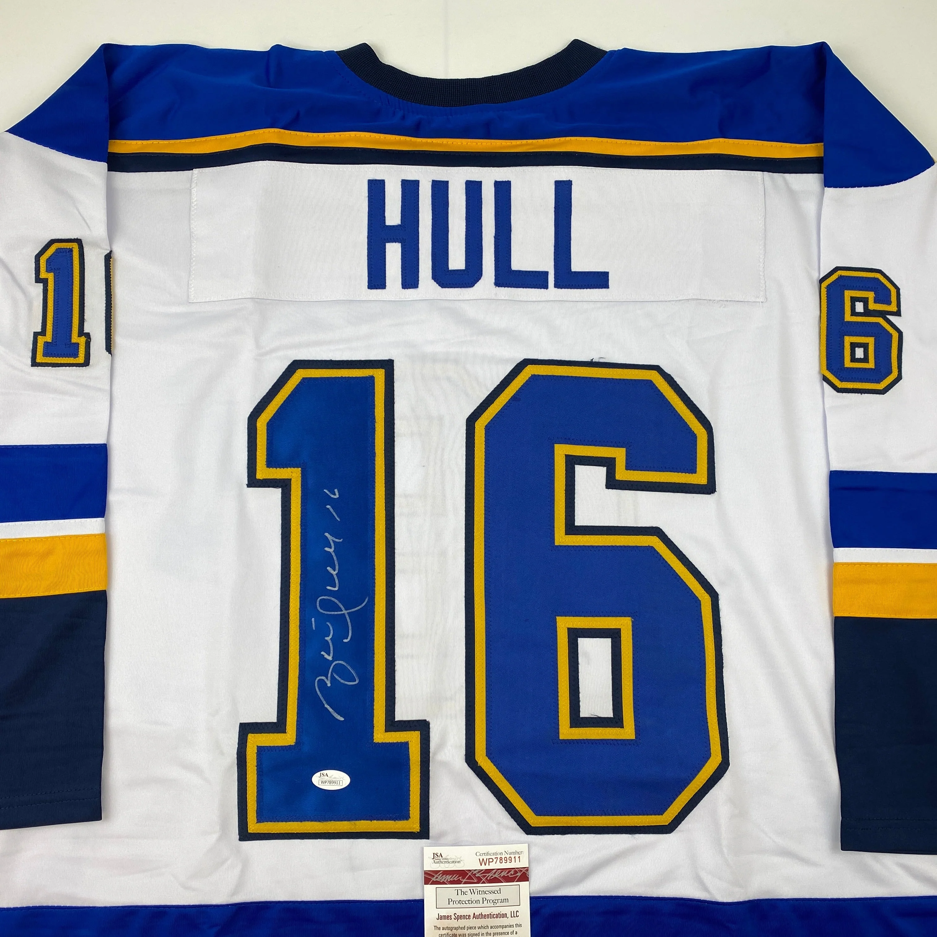 Autographed/Signed Brett Hull St. Louis White Hockey Jersey JSA COA - Image 2