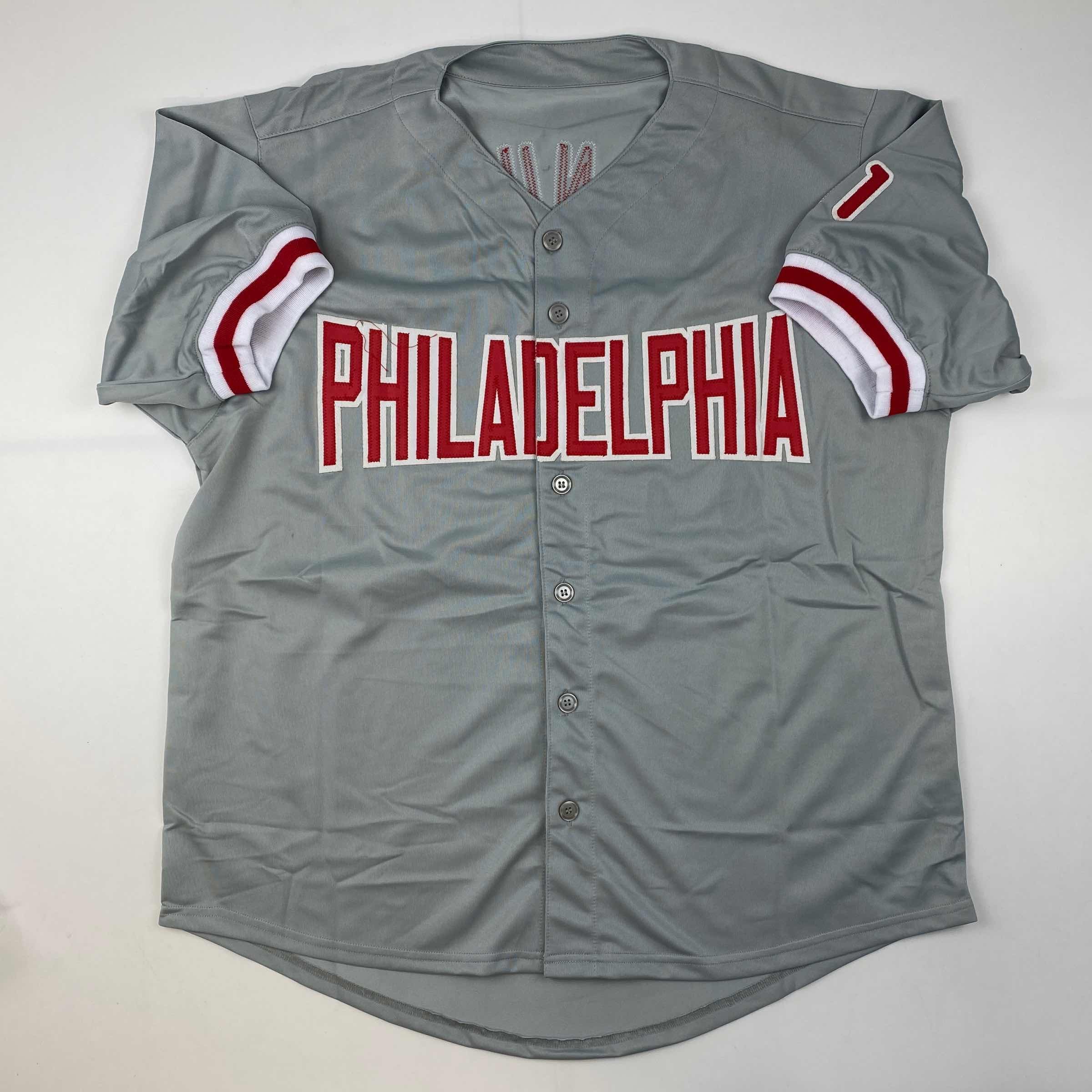 Autographed/Signed Charlie Manuel Philadelphia Grey Baseball Jersey PSA/DNA COA - Image 4
