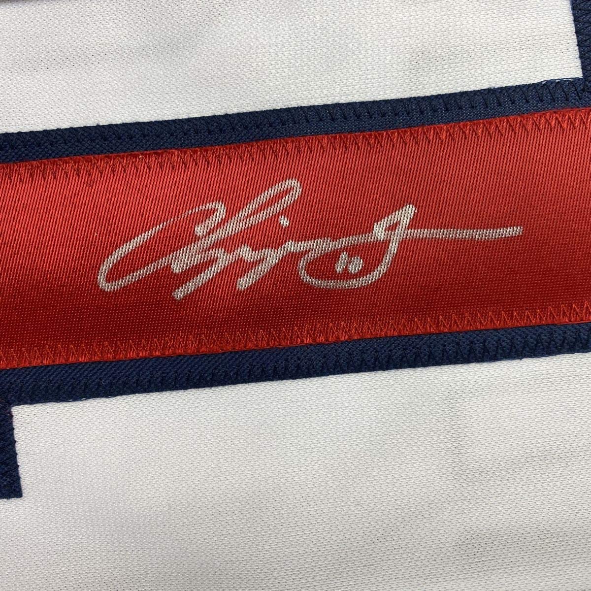 Autographed/Signed Chipper Jones Atlanta White Stat Baseball Jersey JSA COA - Image 3