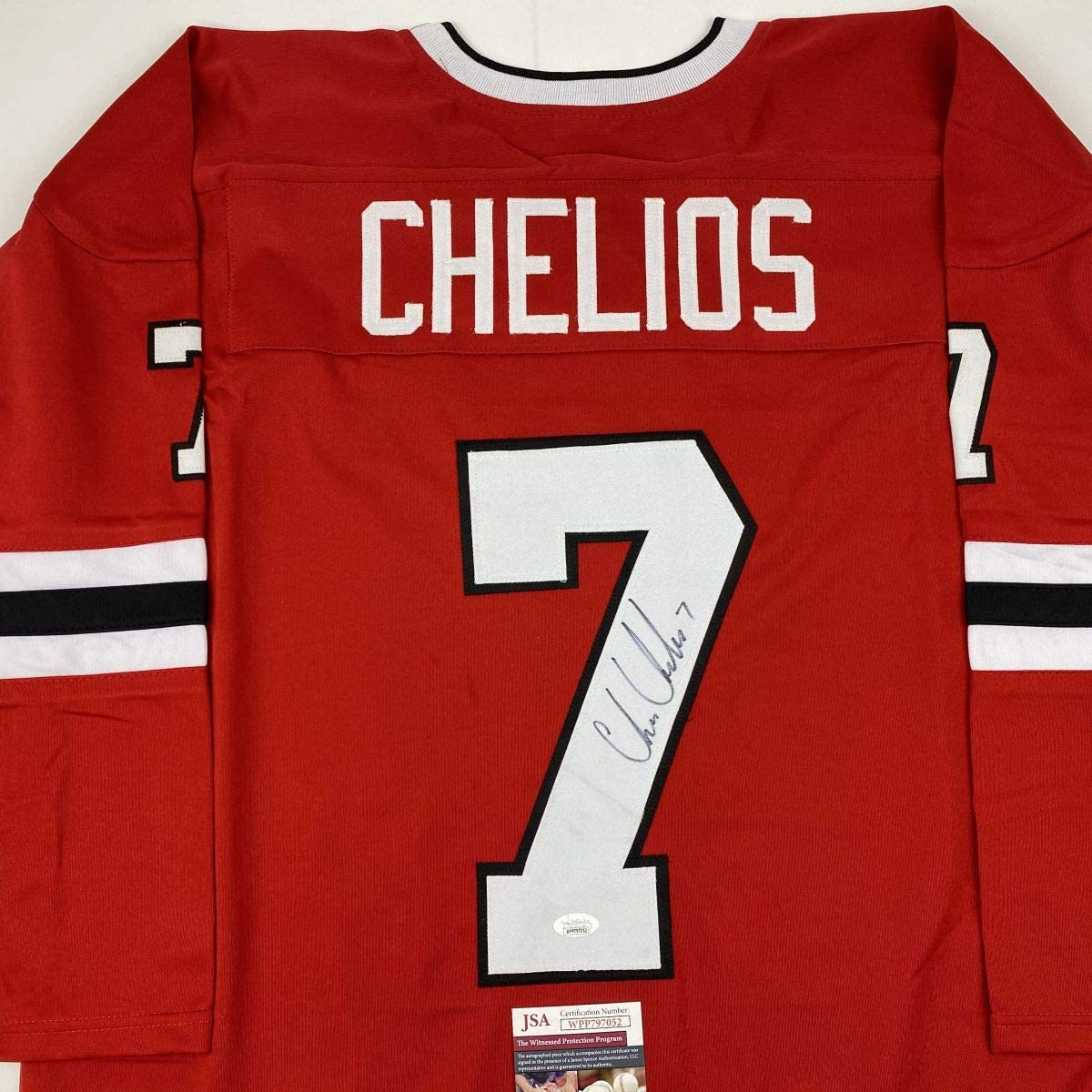 Autographed/Signed Chris Chelios Chicago Red Hockey Jersey JSA COA - Image 2