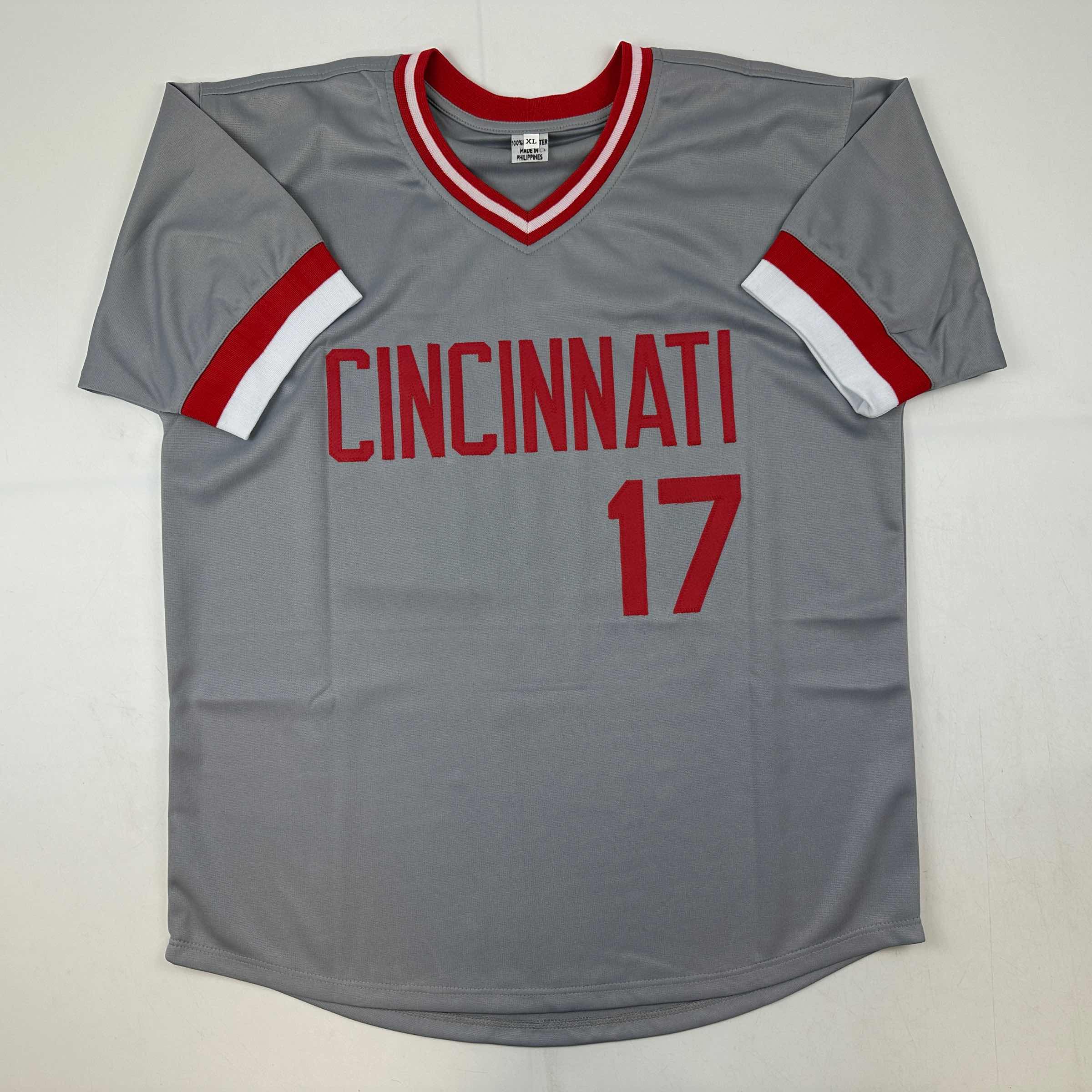 Autographed/Signed Chris Sabo Cincinnati Grey Baseball Jersey JSA COA - Image 4