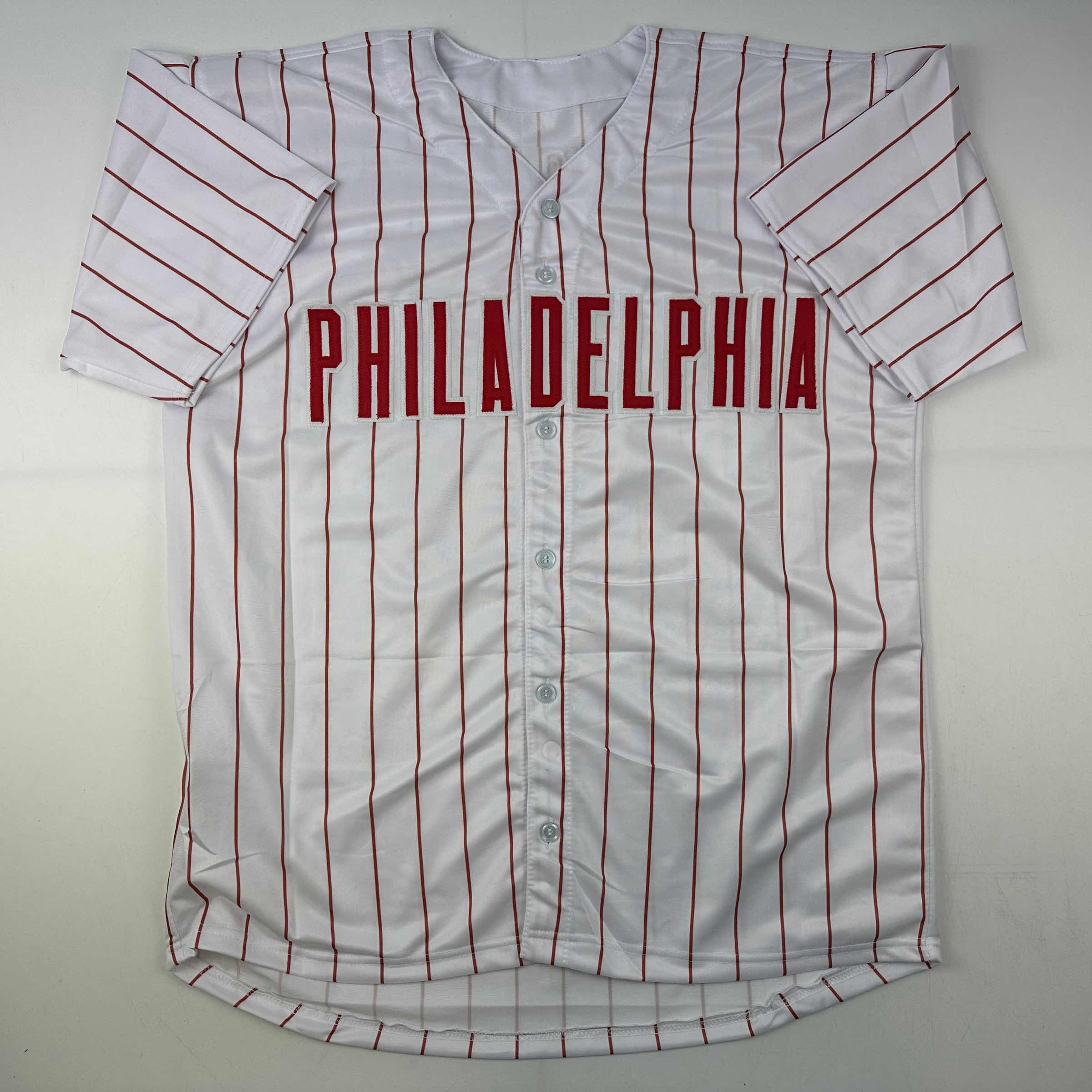 Autographed/Signed Cole Hamels Philadelphia Pinstripe Baseball Jersey Beckett BAS COA - Image 4