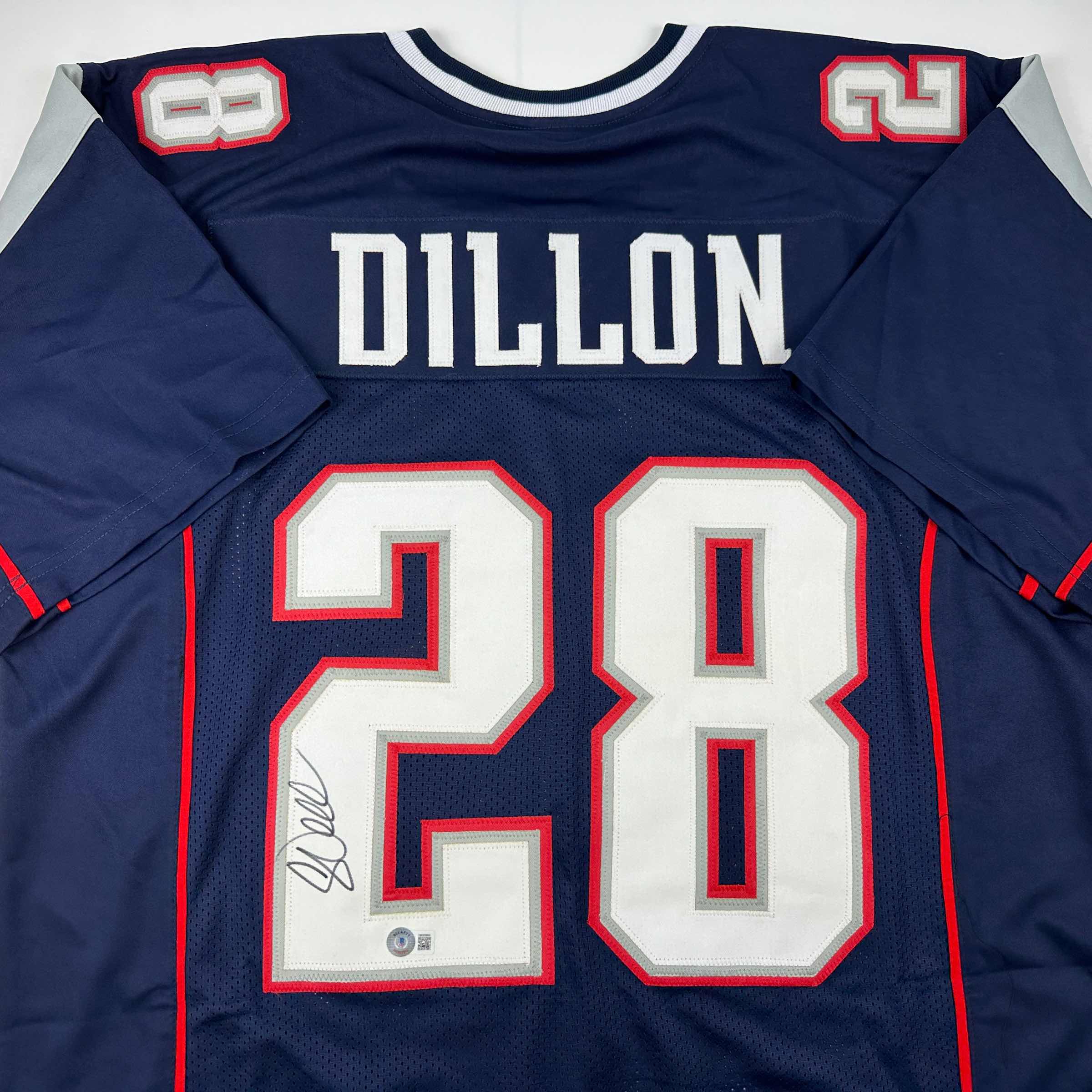 Autographed/Signed Corey Dillon New England Blue Football Jersey Beckett BAS COA - Image 2