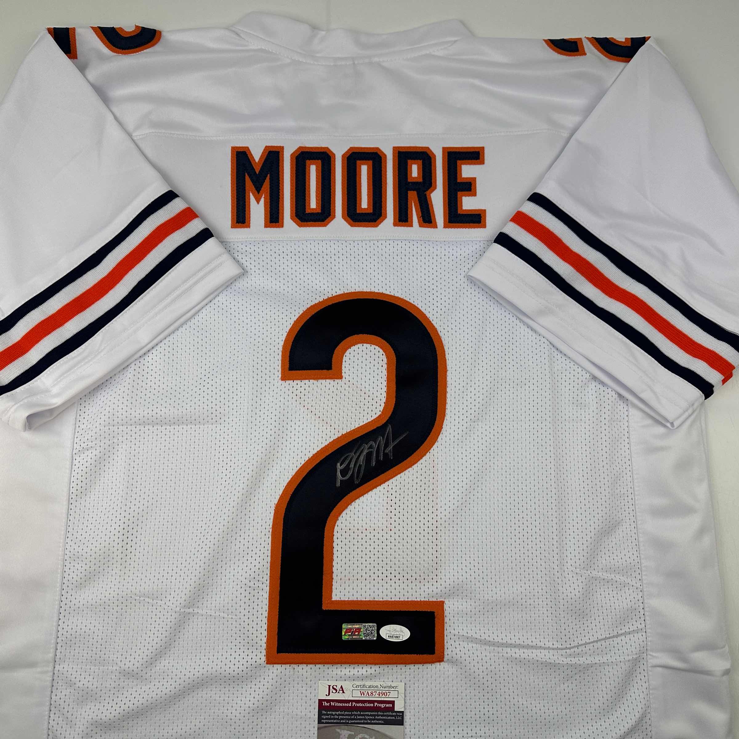 Autographed/Signed D.J. DJ Moore Chicago White Football Jersey Beckett BAS COA - Image 2