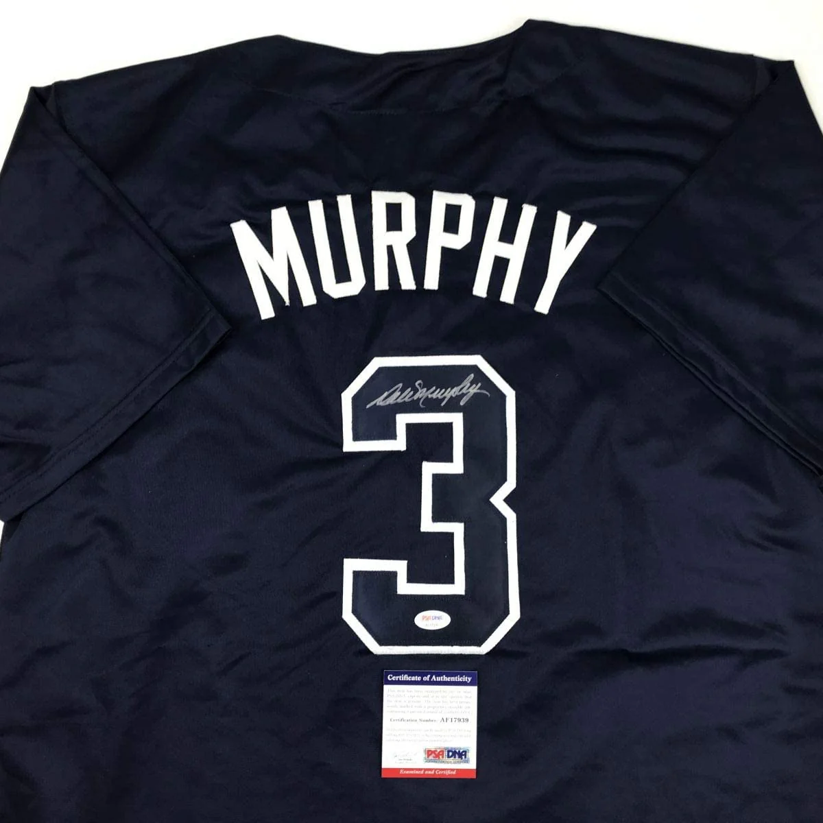Autographed/Signed Dale Murphy Atlanta Dark Blue Baseball Jersey PSA/DNA COA - Image 2