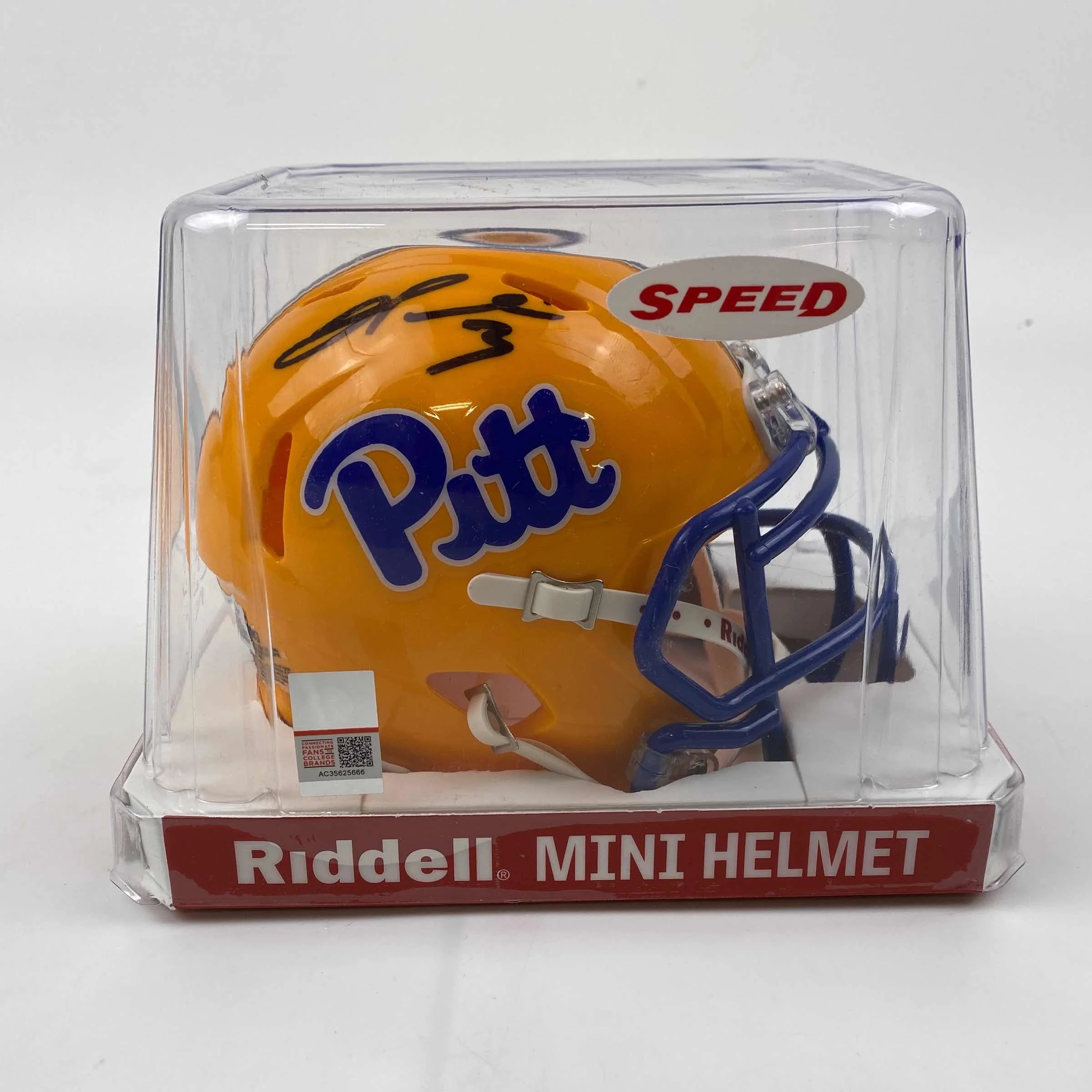 Autographed/Signed Damar Hamlin Pittsburgh Panthers Mini College Football Helmet Beckett BAS COA - Image 3