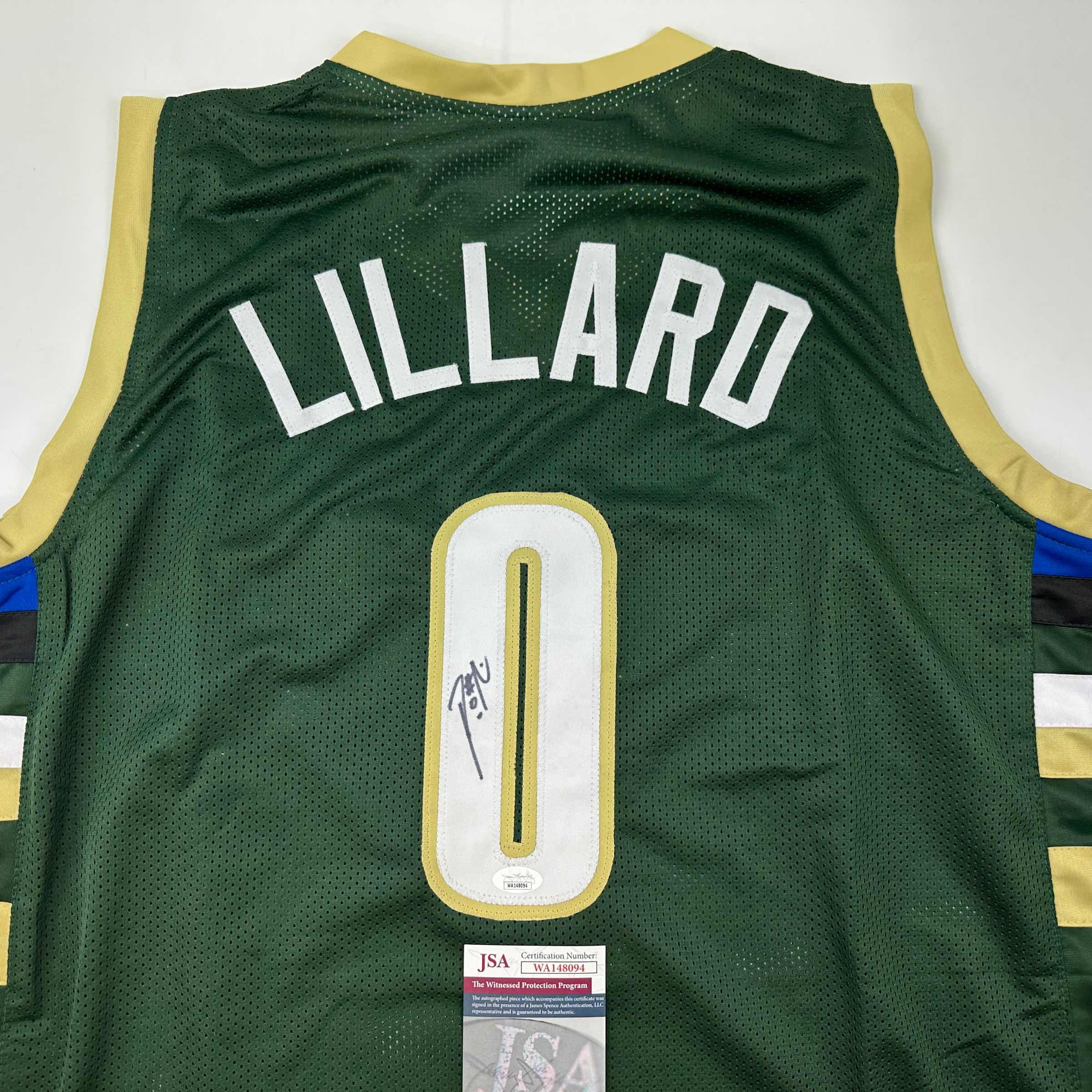 Autographed/Signed Damian Lillard Milwaukee Green Basketball Jersey JSA COA - Image 2