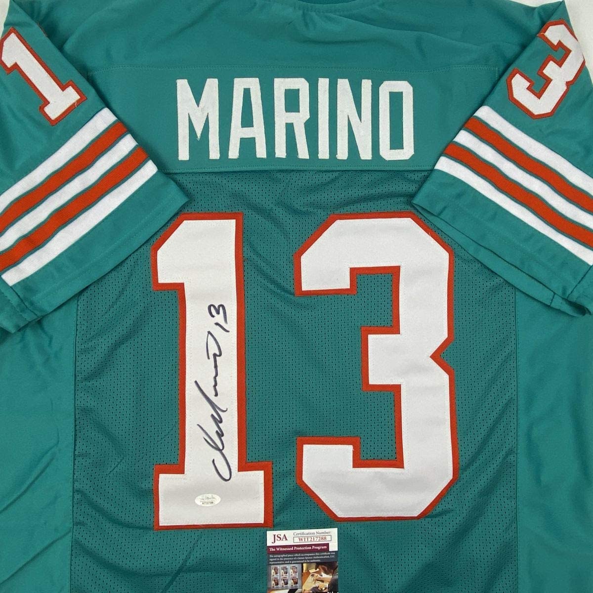 Autographed/Signed Dan Marino Miami Teal Football Jersey JSA COA - Image 2