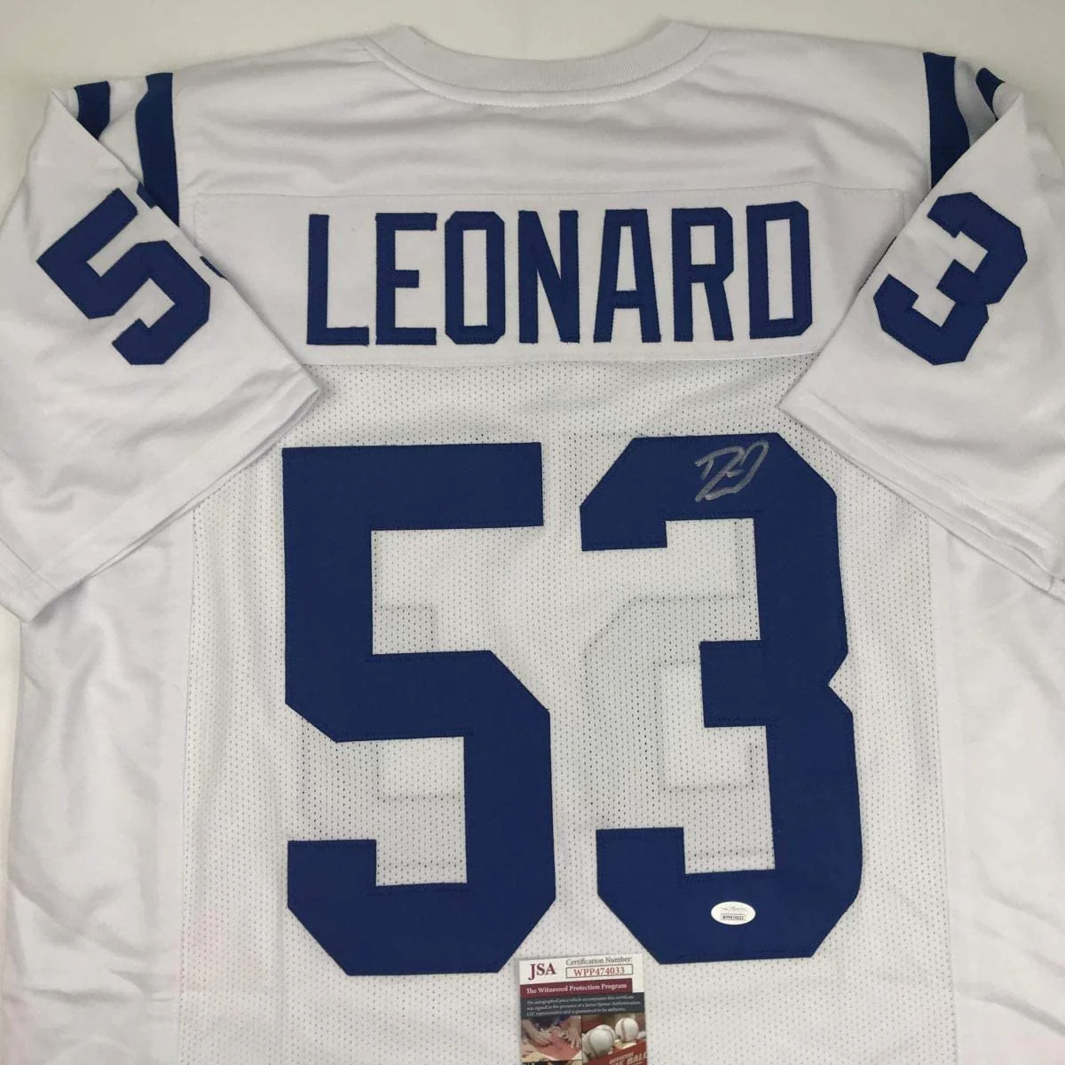 Autographed/Signed Darius Shaquille Leonard Indianapolis White Football Jersey JSA COA - Image 2