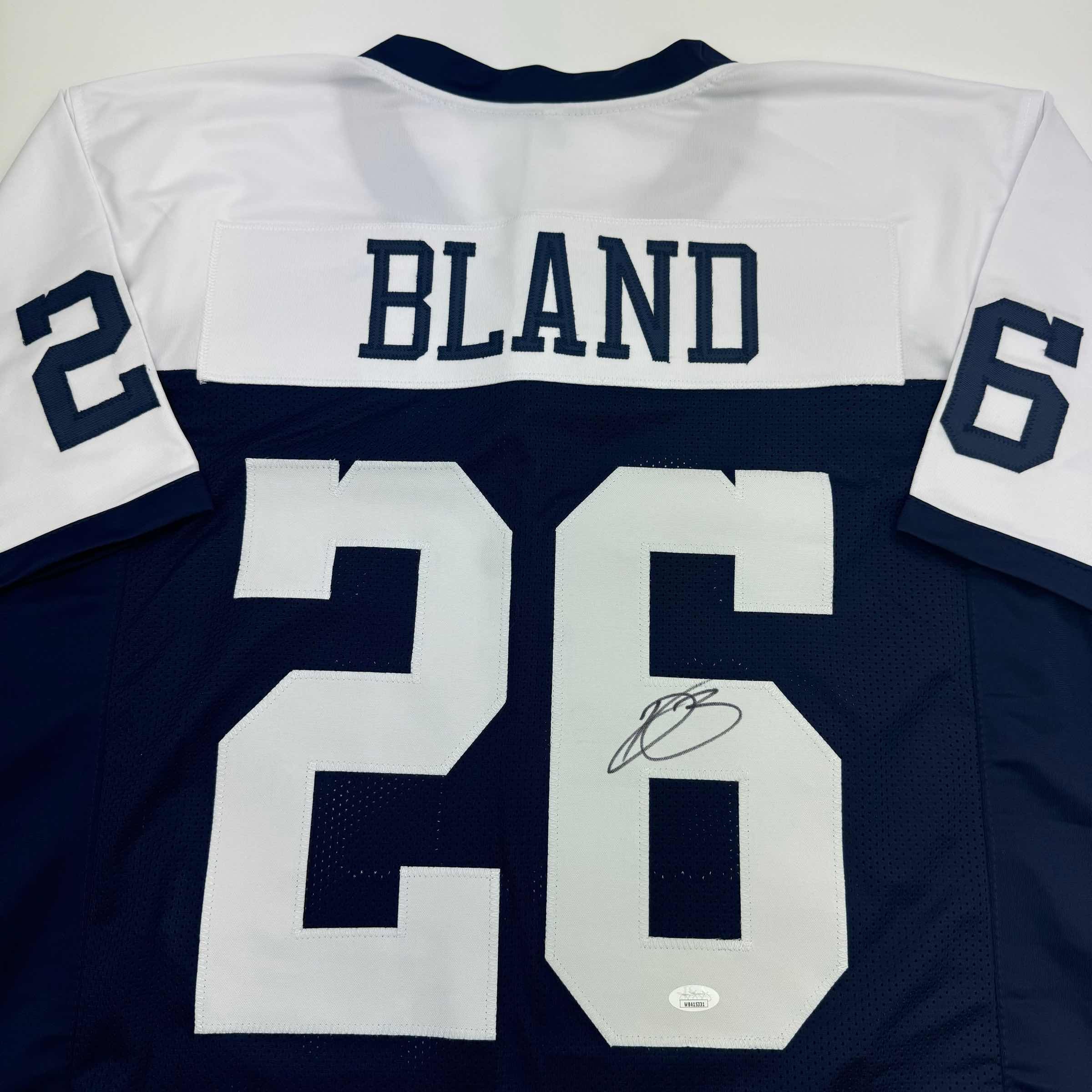 Autographed/Signed Daron Bland Dallas Thanksgiving Football Jersey JSA COA - Image 2