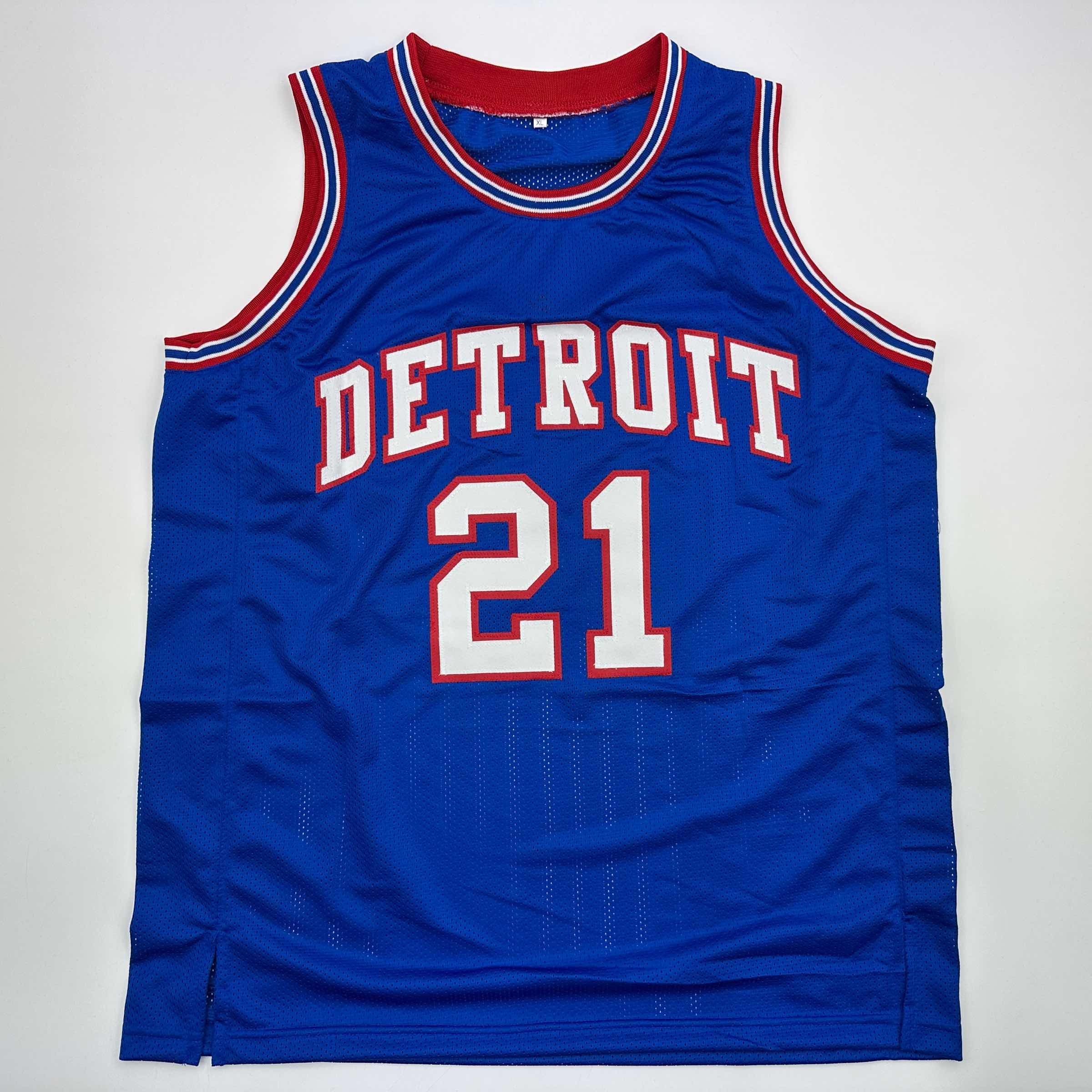 Autographed/Signed Dave Bing HOF 90 Detroit Blue Basketball Jersey Beckett BAS COA - Image 4