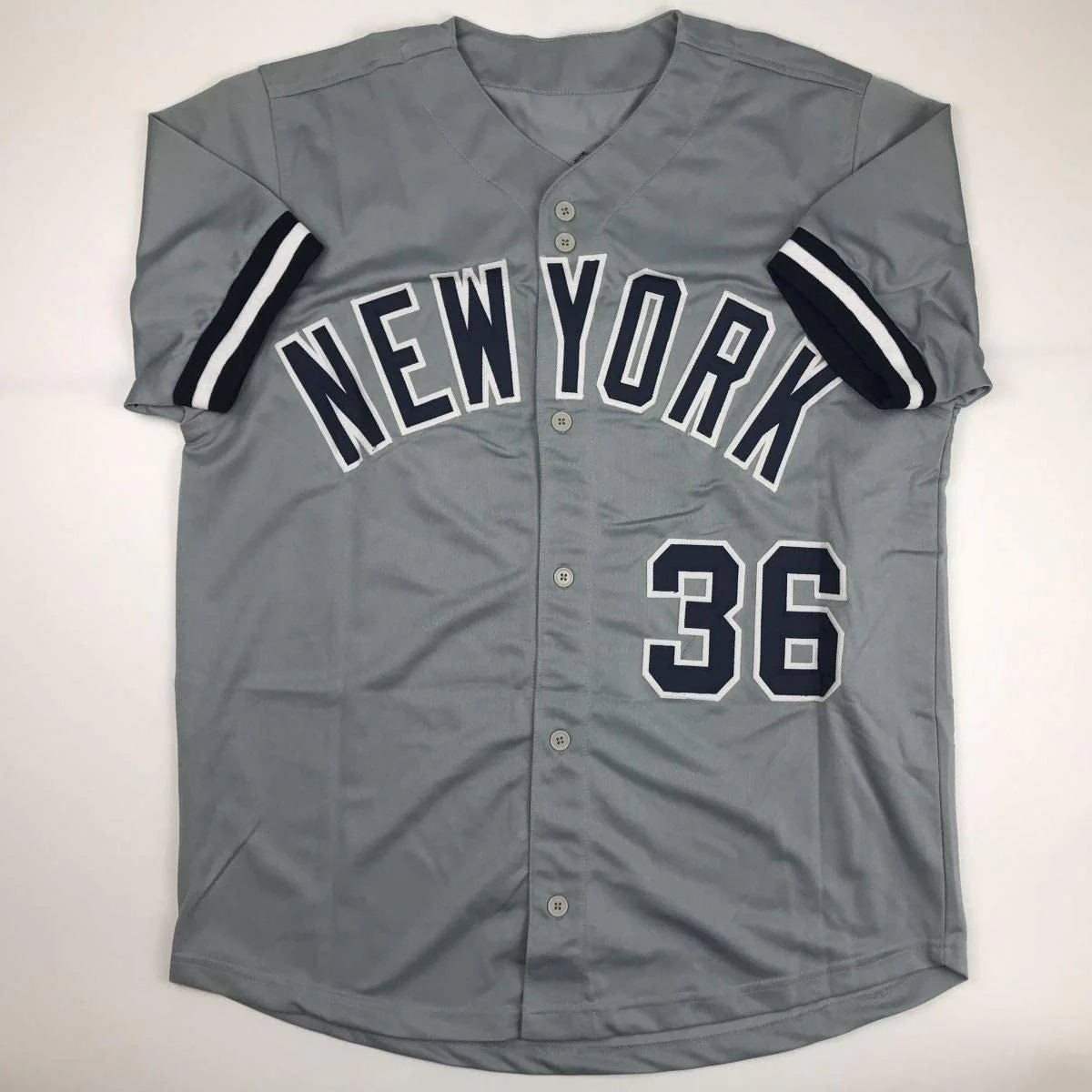 Autographed/Signed David Cone New York Grey Baseball Jersey JSA COA - Image 4