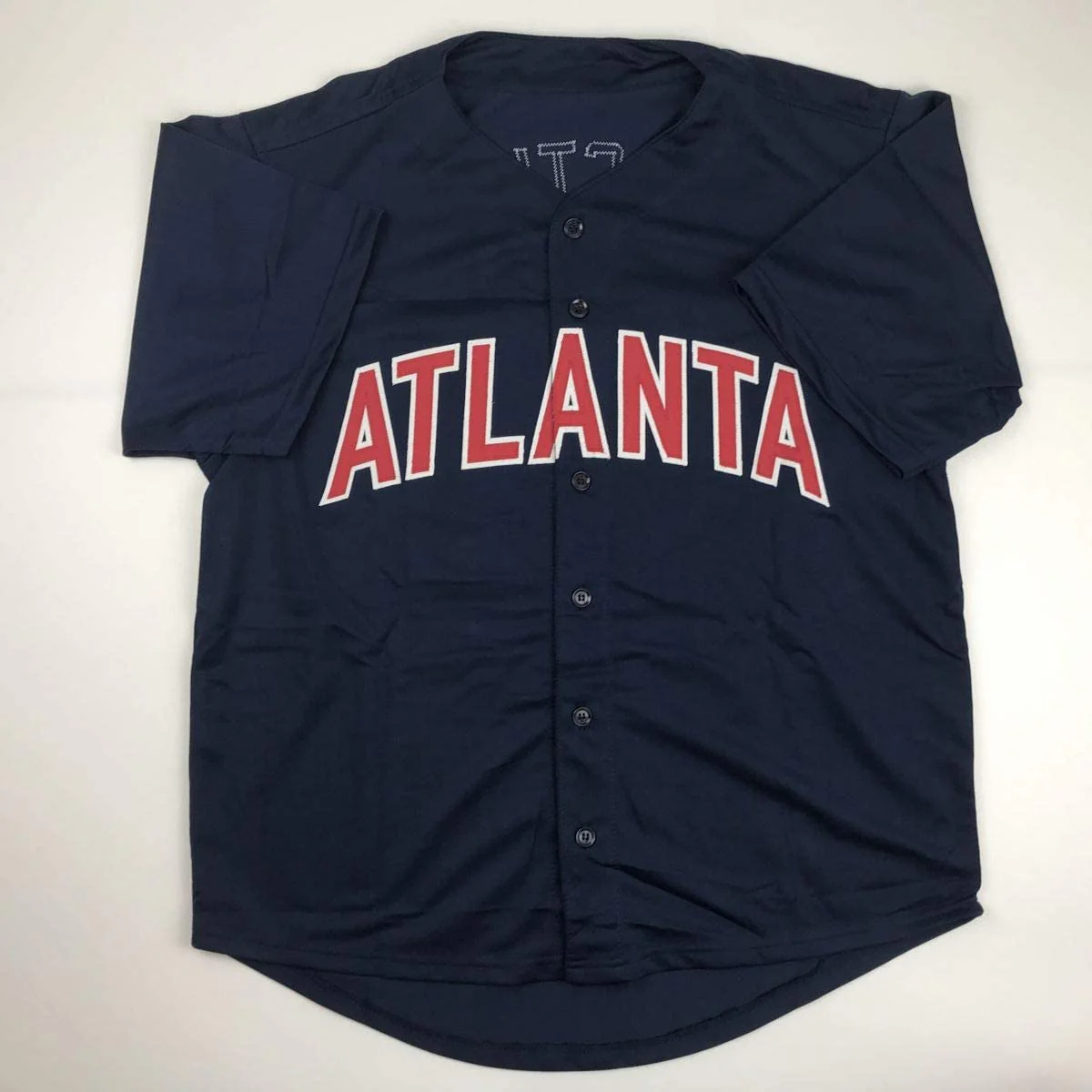 Autographed/Signed David Justice Atlanta Blue Baseball Jersey JSA COA - Image 4