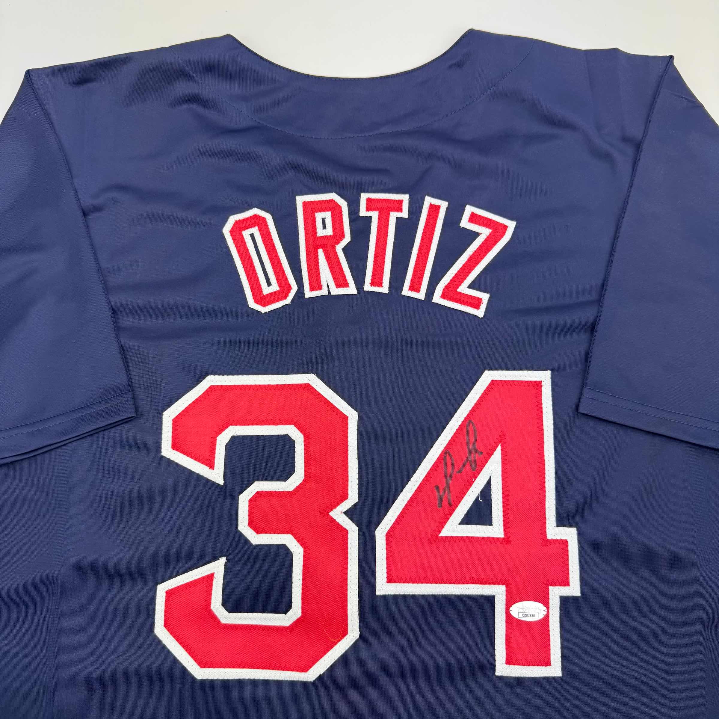Autographed/Signed David Ortiz Boston Blue Baseball Jersey JSA COA - Image 2