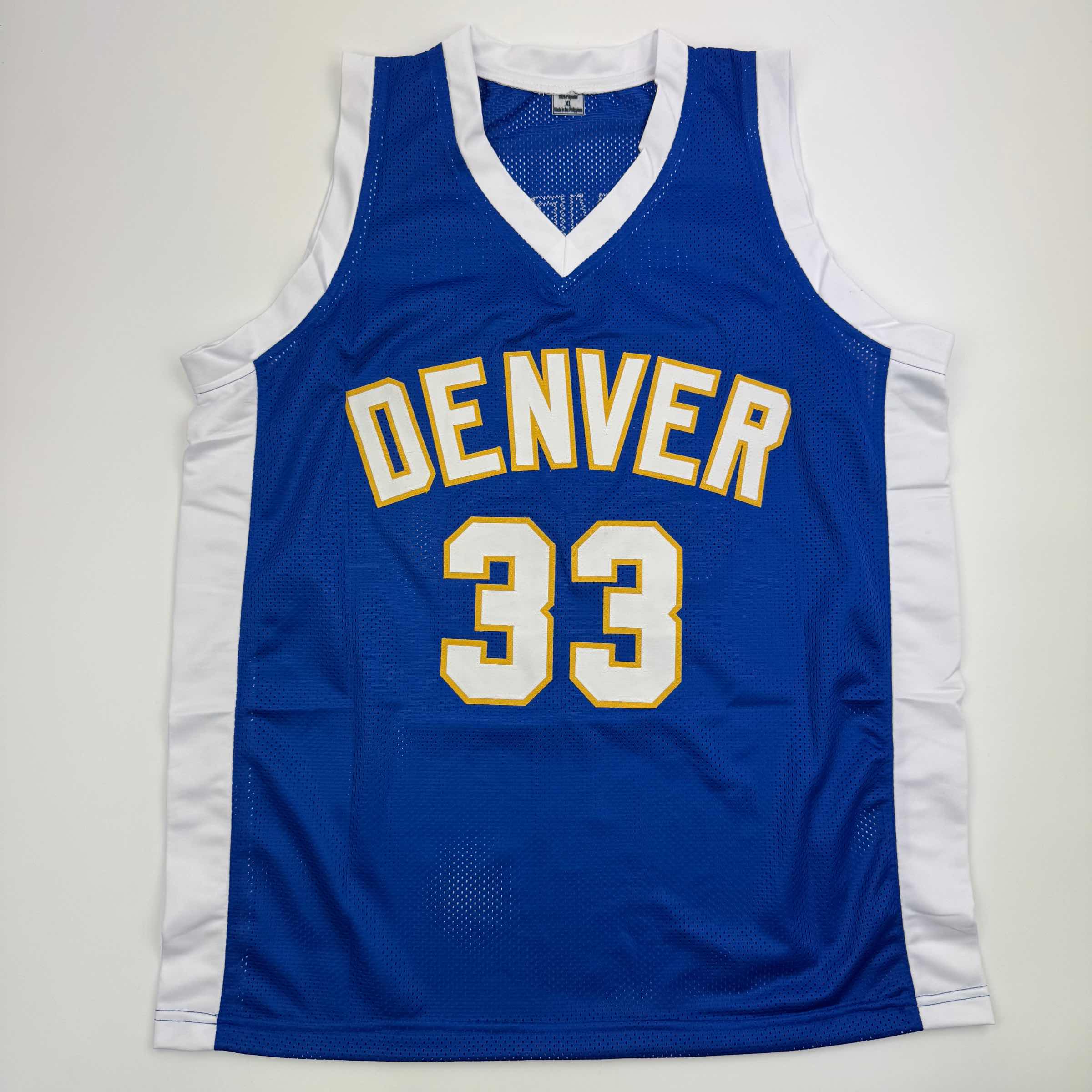 Autographed/Signed David Thompson HOF 96 Denver Blue Retro Rainbow Basketball Jersey Beckett BAS COA - Image 4