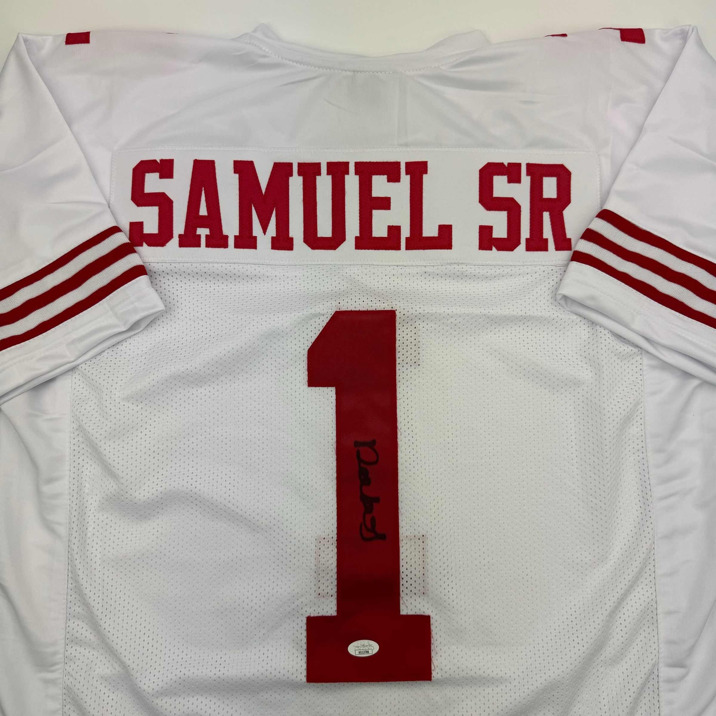 Autographed/Signed Deebo Samuel Sr. #1 San Francisco White Football Jersey JSA COA - Image 2