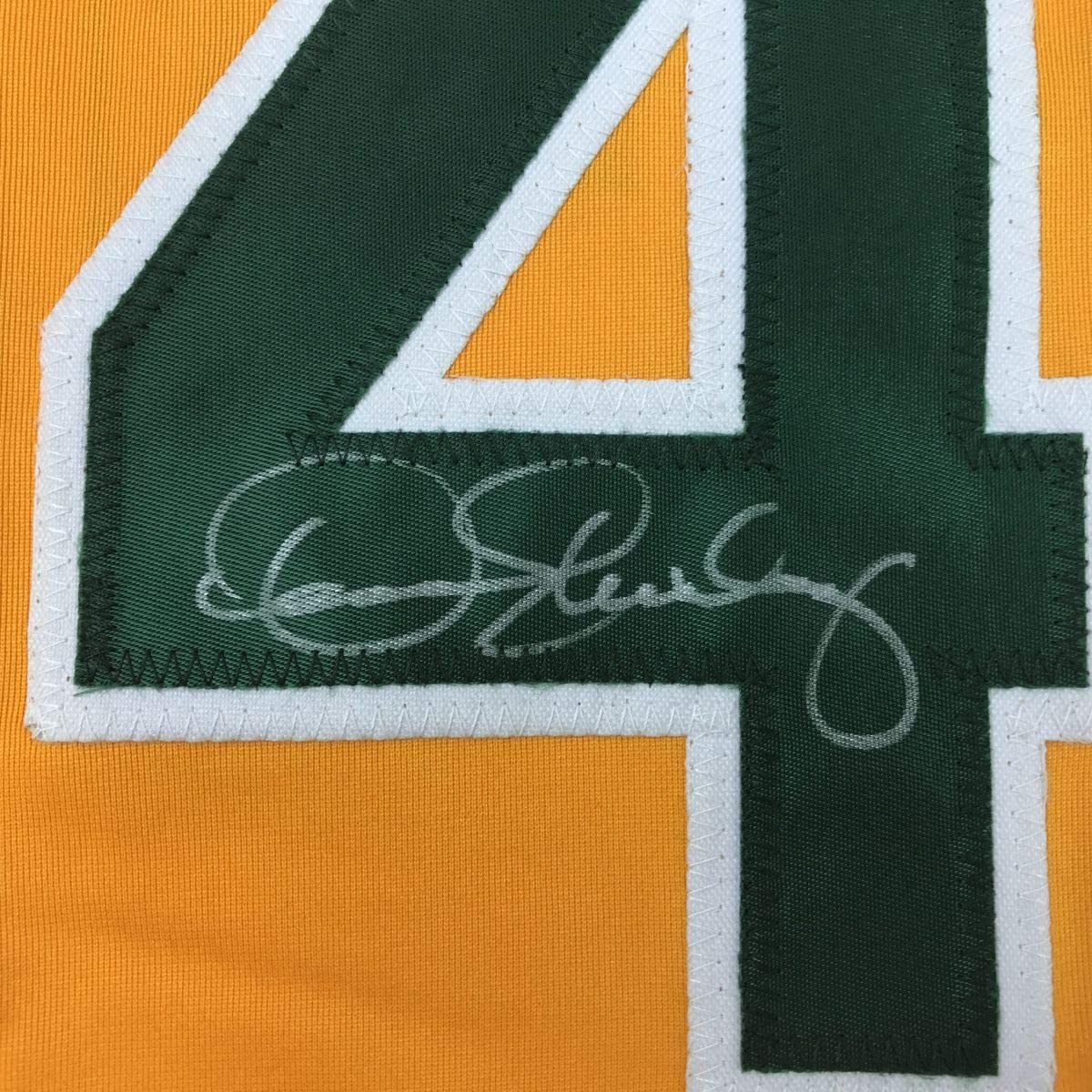Autographed/Signed Dennis Eckersley Oakland Yellow Baseball Jersey JSA COA - Image 3