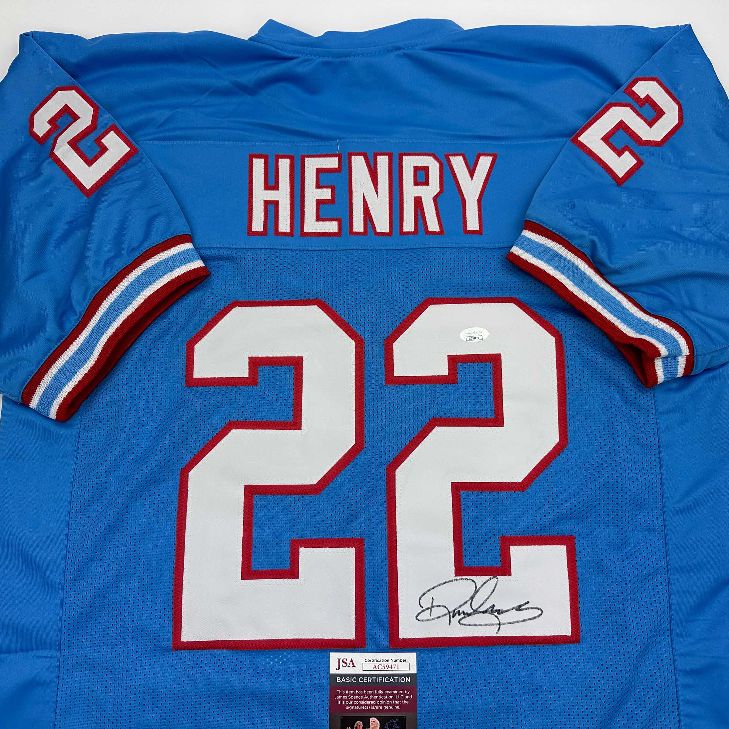 Autographed/Signed Derrick Henry Tennessee Retro Light Blue Football Jersey JSA COA - Image 2