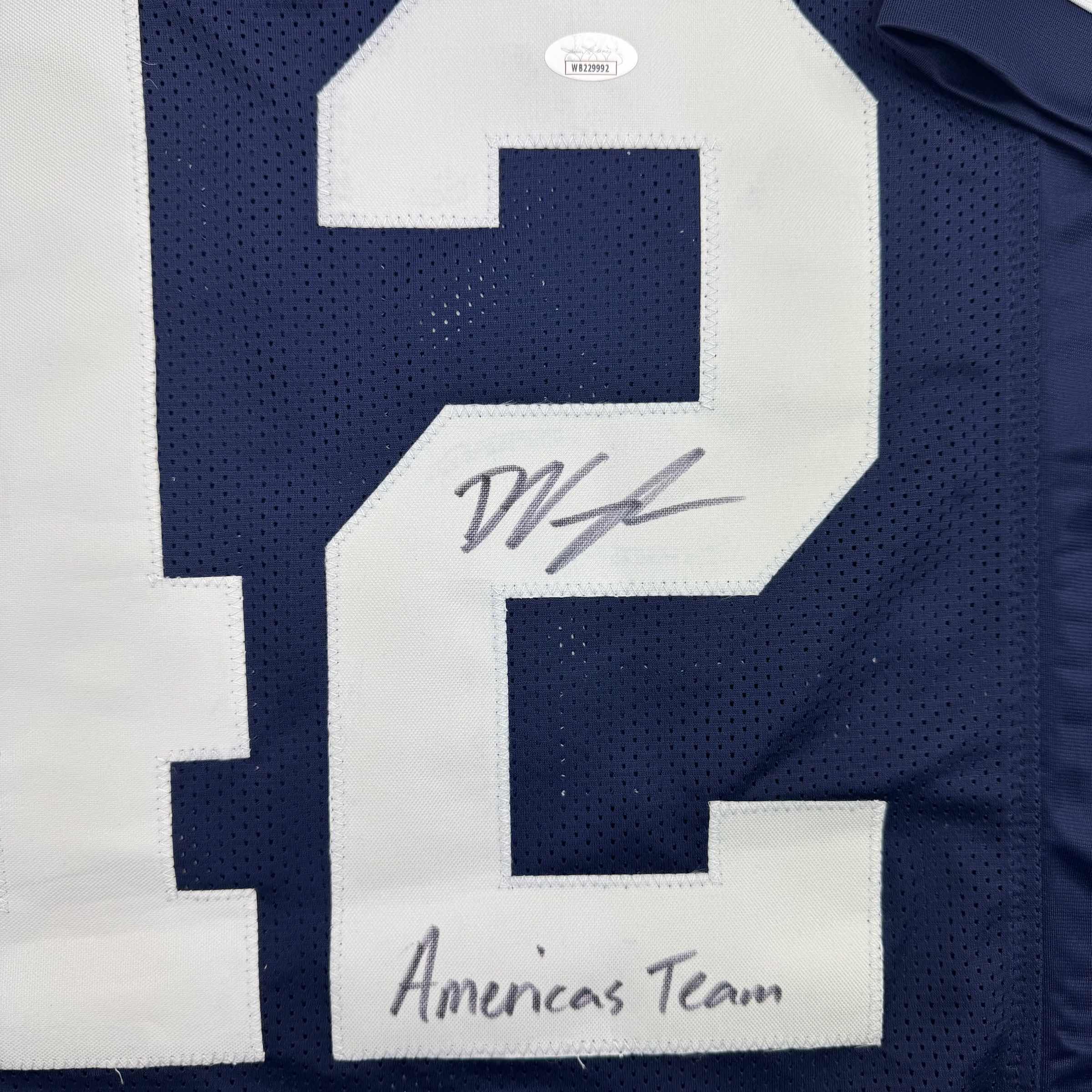 Autographed/Signed Deuce Vaughn Dallas Thanksgiving Day Football Jersey JSA COA - Image 3