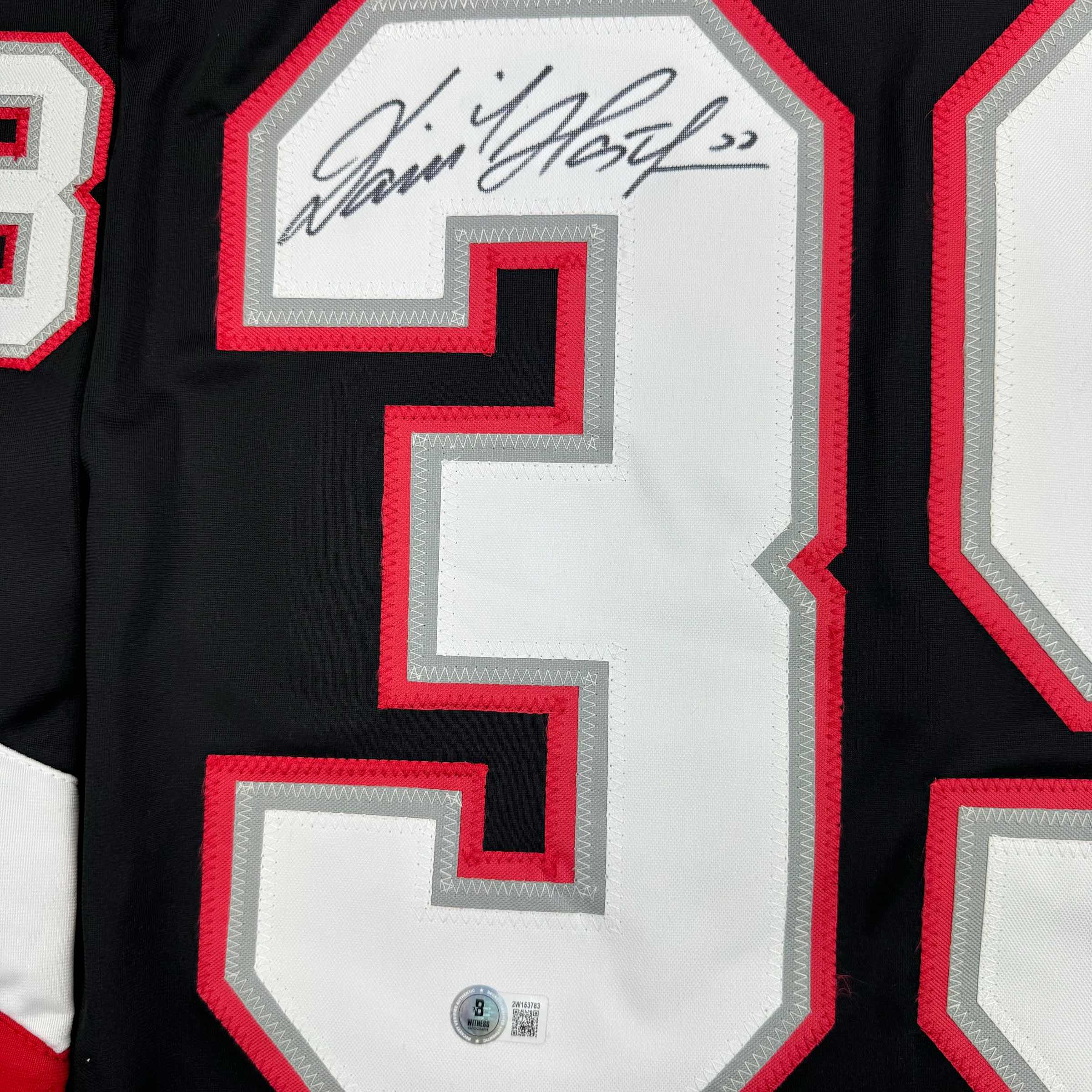 Autographed/Signed Dominik Hasek Buffalo Black Hockey Jersey Beckett BAS COA - Image 3