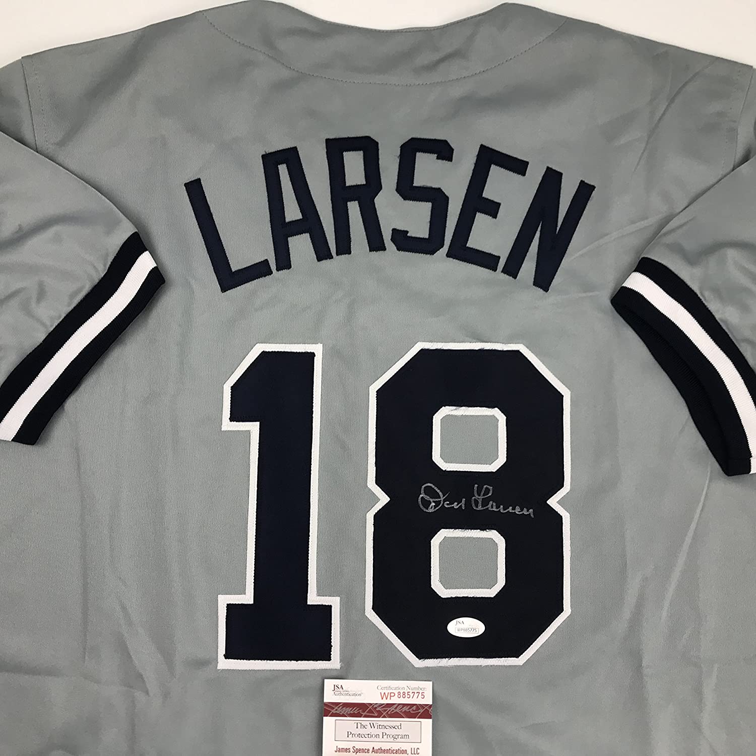 Autographed/Signed Don Larsen New York Grey Baseball Jersey JSA COA - Image 2