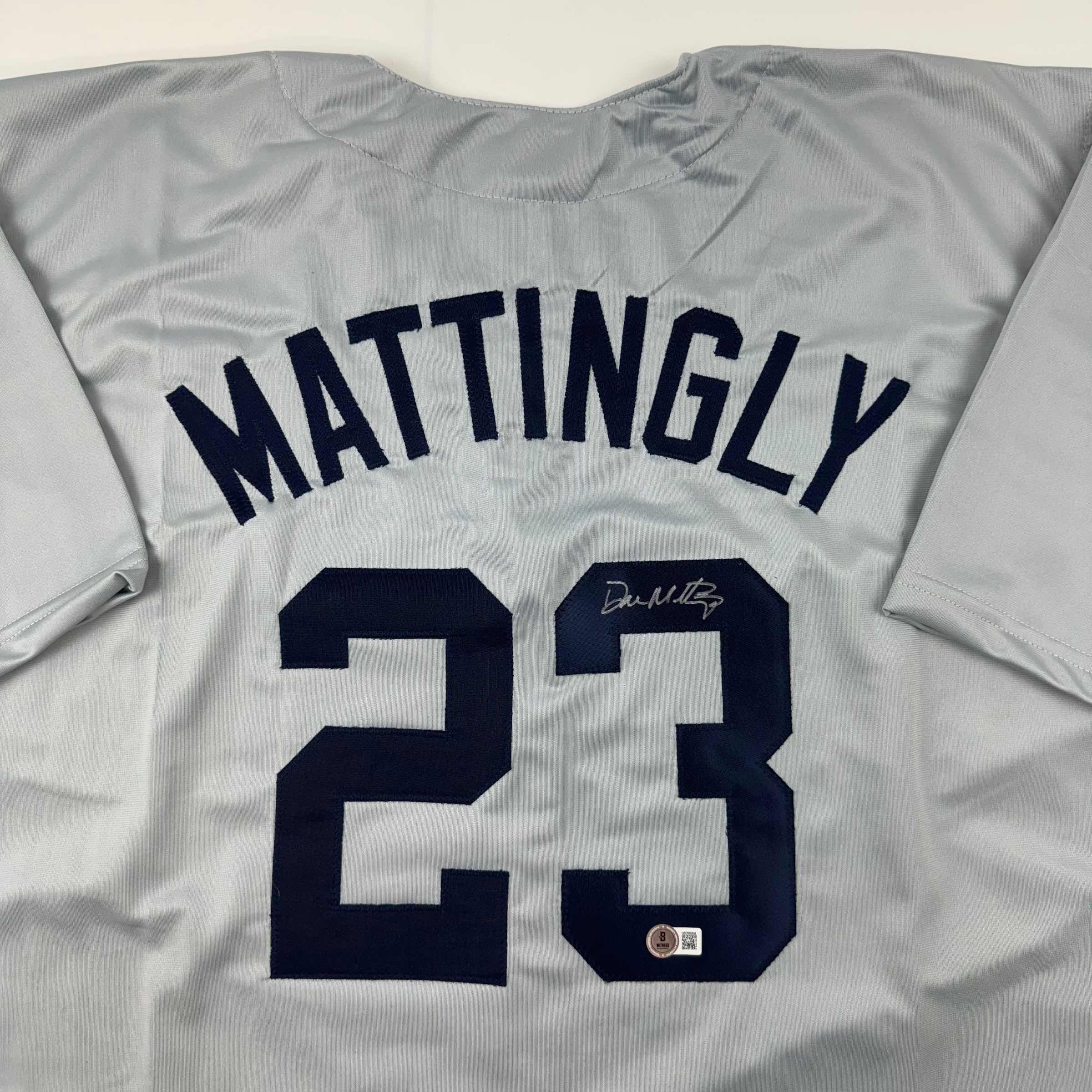 Autographed/Signed Don Mattingly New York Grey Baseball Jersey Beckett BAS COA - Image 2