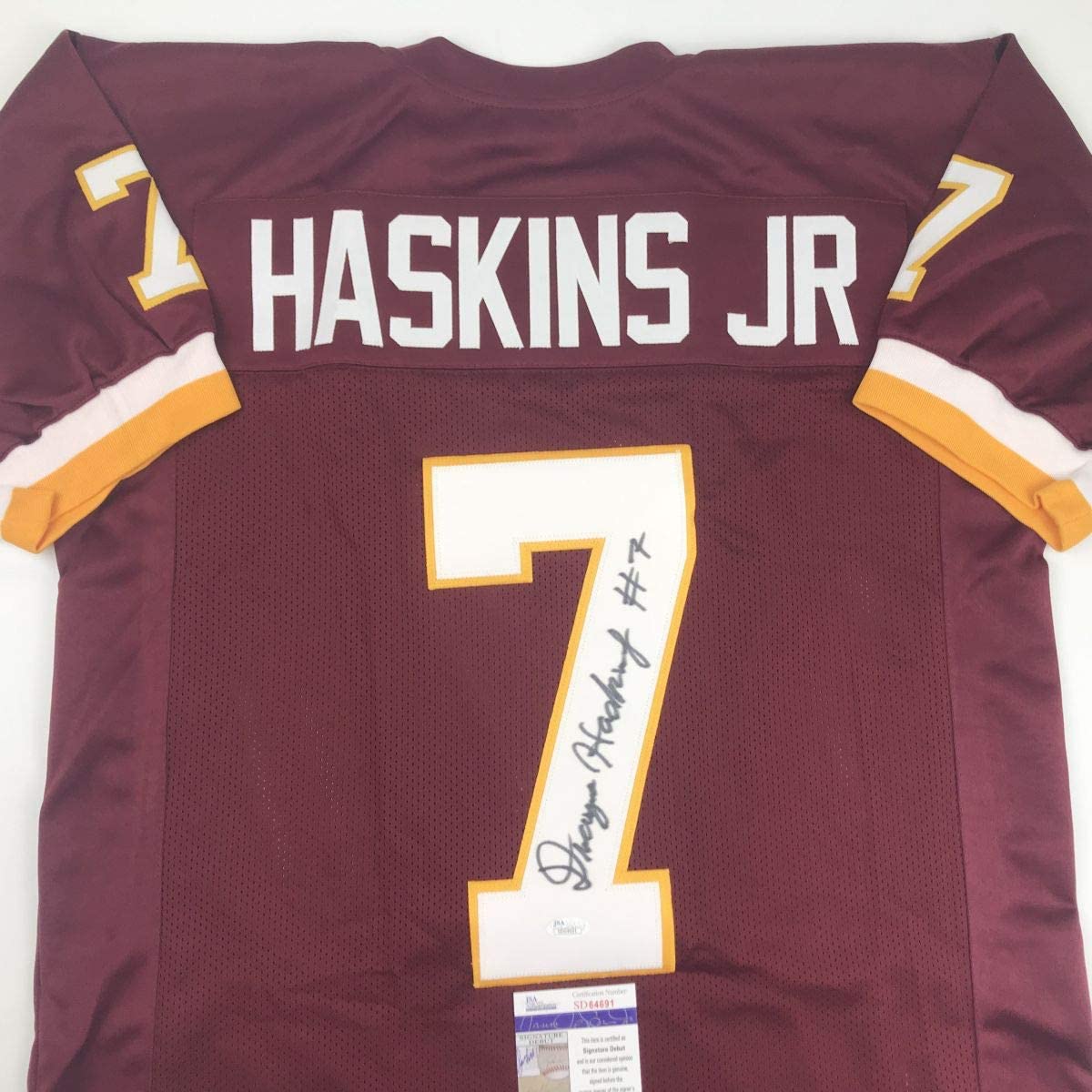 Autographed/Signed Dwayne Haskins Jr. Washington Burgundy Football Jersey JSA COA - Image 2
