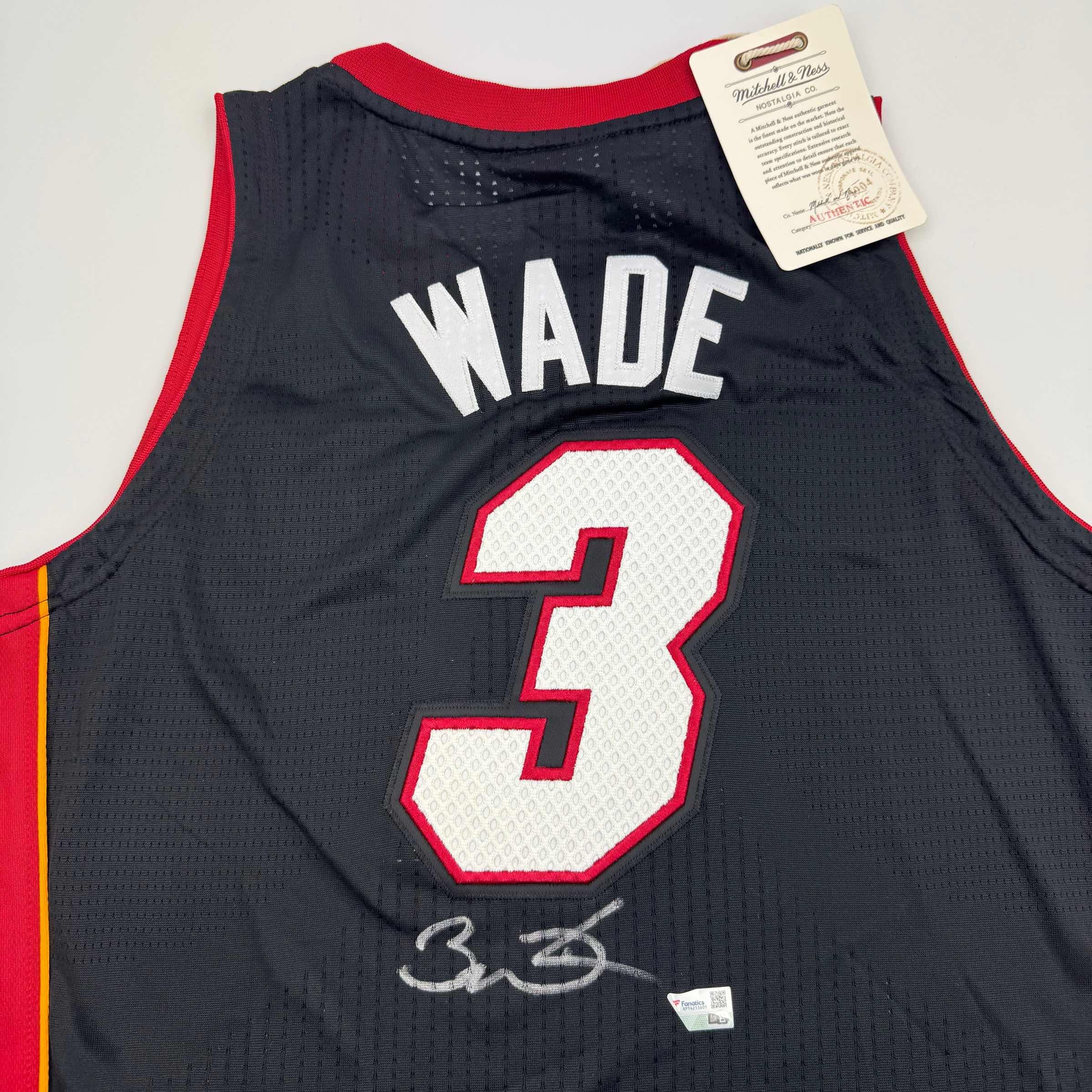 Autographed/Signed Dwyane Wade Miami Heat Black Mitchell & Ness Authentic Basketball Jersey Fanatics COA - Image 3
