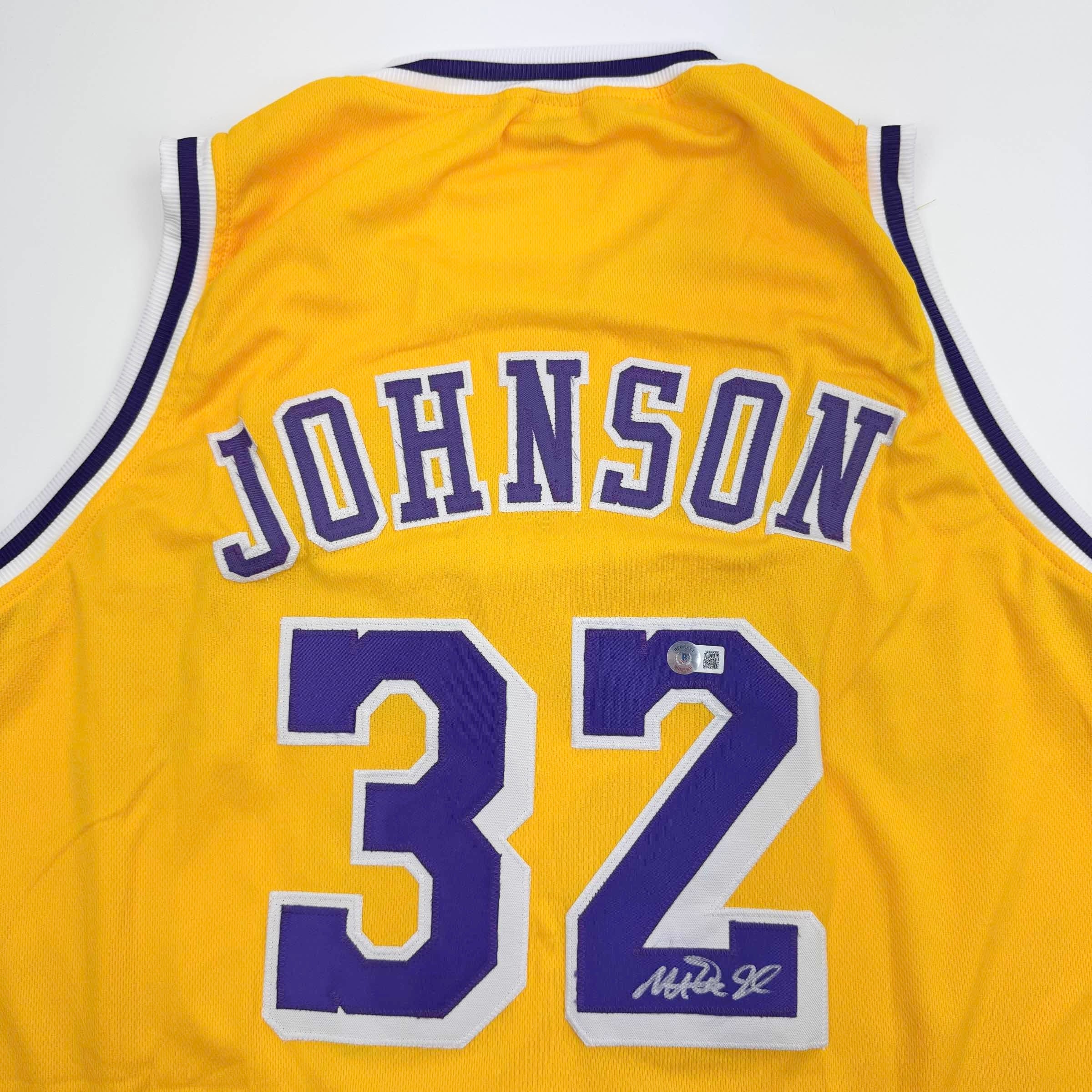 Autographed/Signed Earvin Magic Johnson Los Angeles LA Yellow Basketball Jersey Beckett BAS COA - Image 2