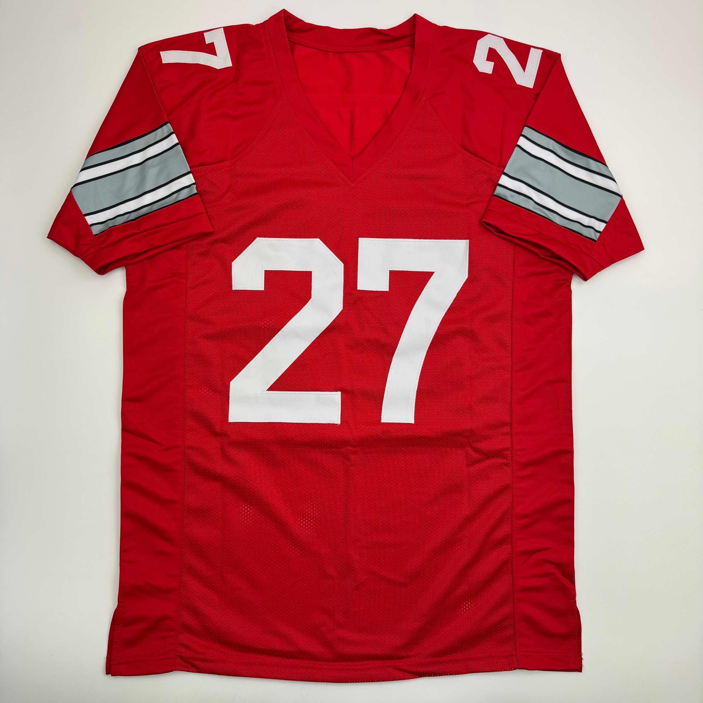 Autographed/Signed Eddie George Ohio State Red College Football Jersey JSA COA - Image 4
