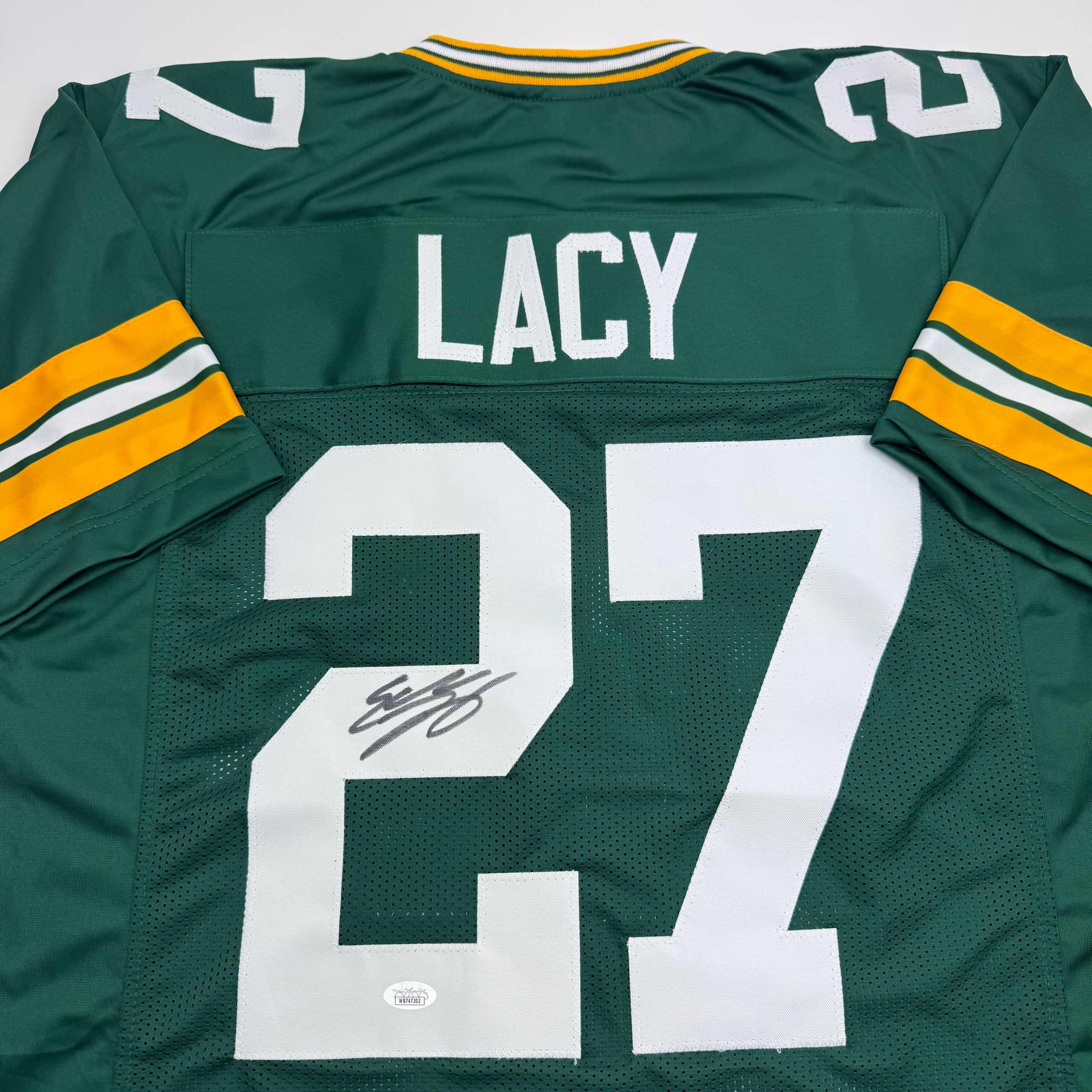 Autographed/Signed Eddie Lacy Green Bay Green Football Jersey JSA COA - Image 2