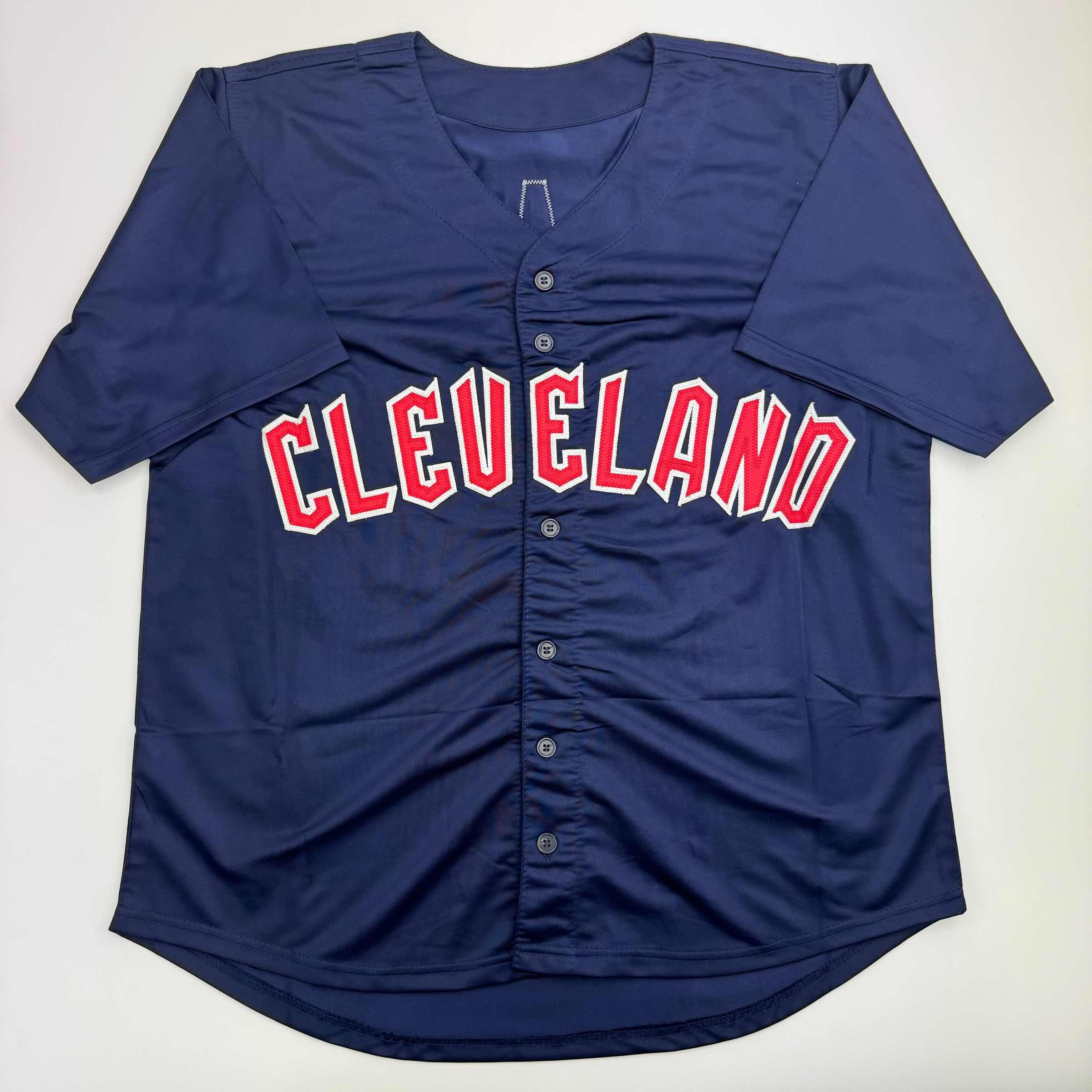 Autographed/Signed Emmanuel Clase Cleveland Blue Baseball Jersey JSA COA - Image 4