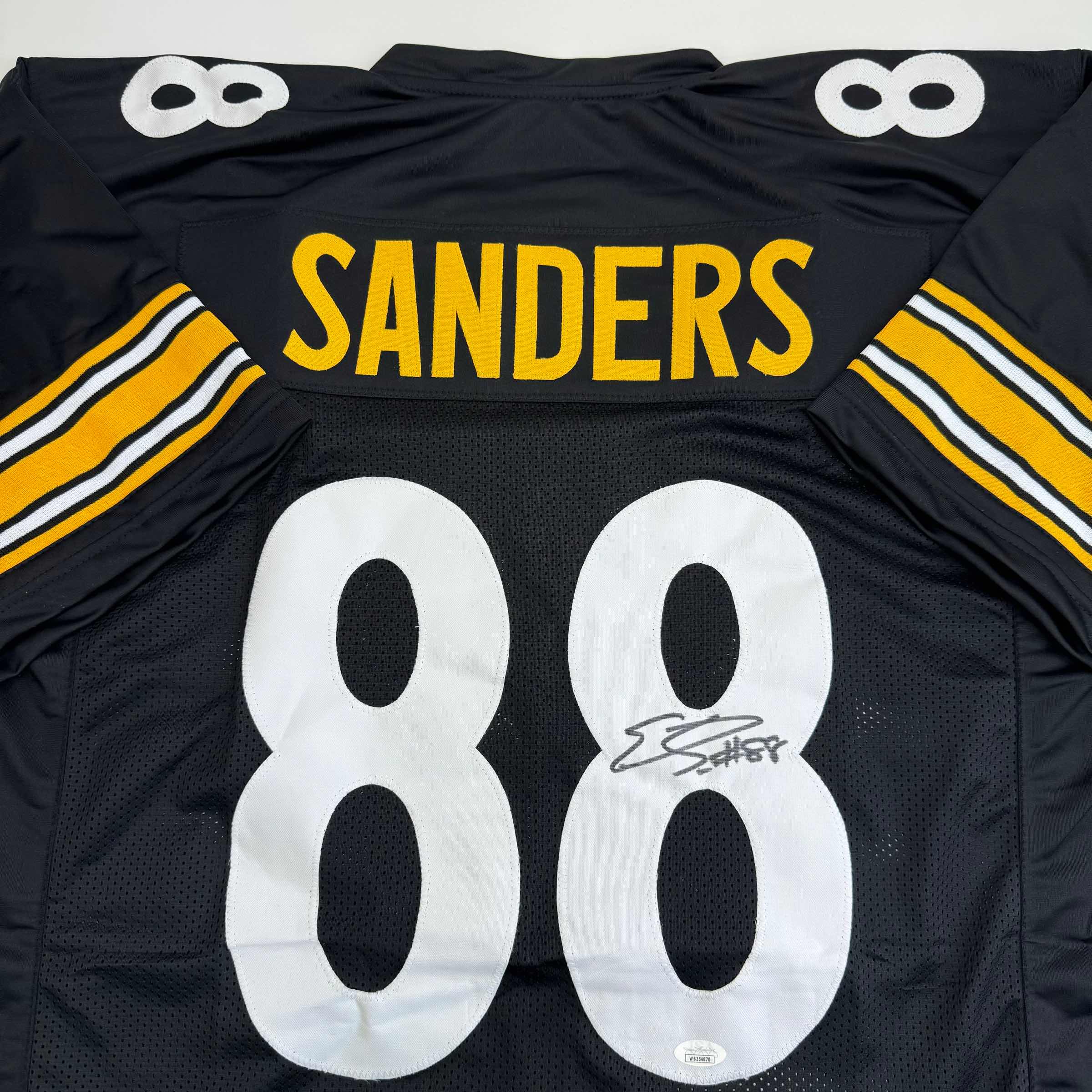 Autographed/Signed Emmanuel Sanders Pittsburgh Black Football Jersey JSA COA - Image 2