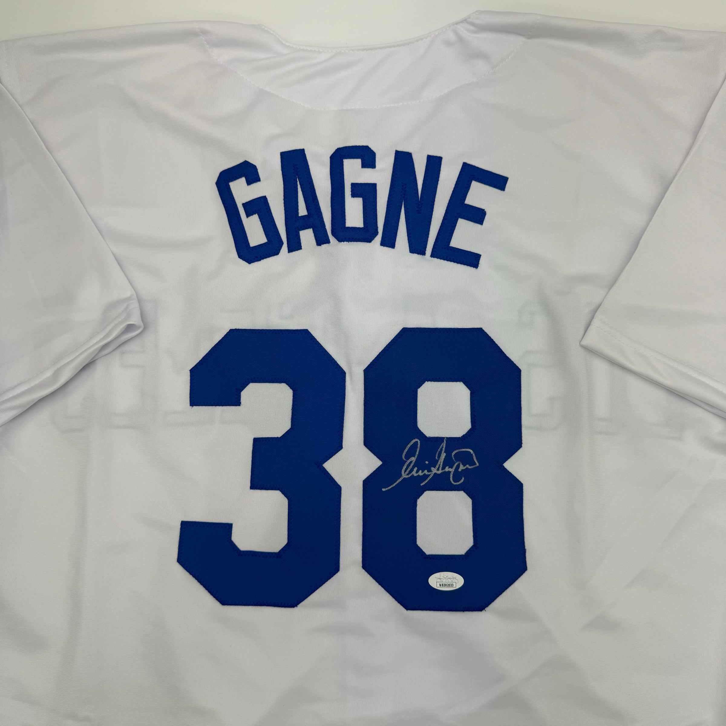 Autographed/Signed Eric Gagne Los Angeles LA White Baseball Jersey JSA COA - Image 2