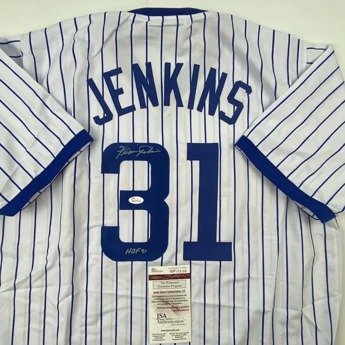 Autographed/Signed Ferguson Fergie Jenkins HOF 91 Chicago Pinstripe Baseball Jersey JSA COA - Image 2
