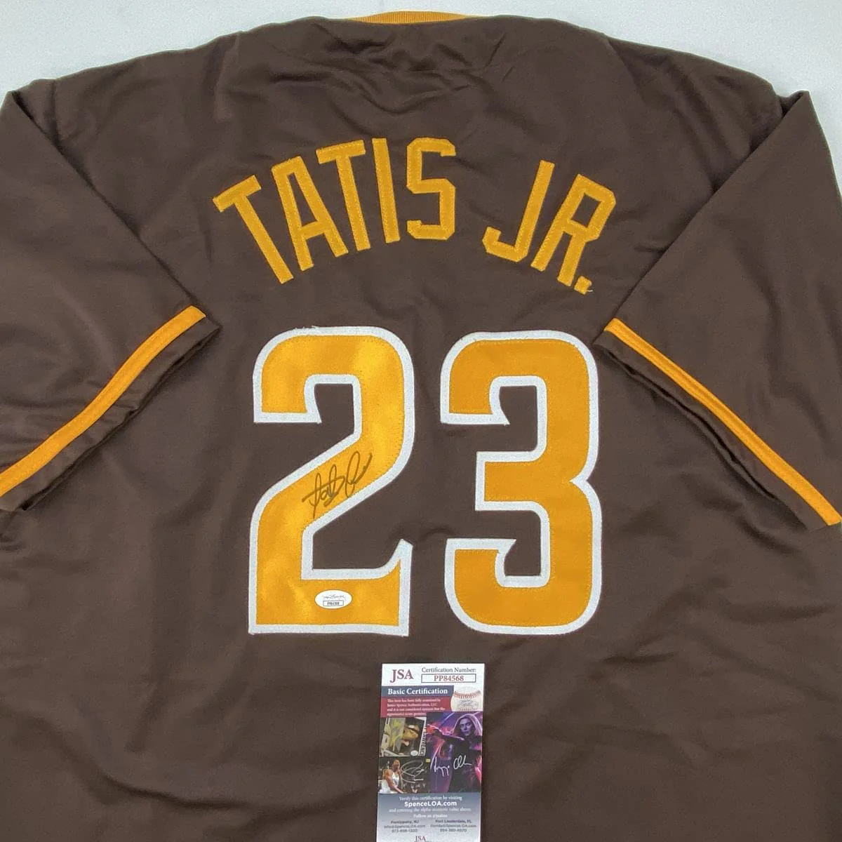 Autographed/Signed Fernando Tatis Jr. San Diego Brown Baseball Jersey JSA COA - Image 2