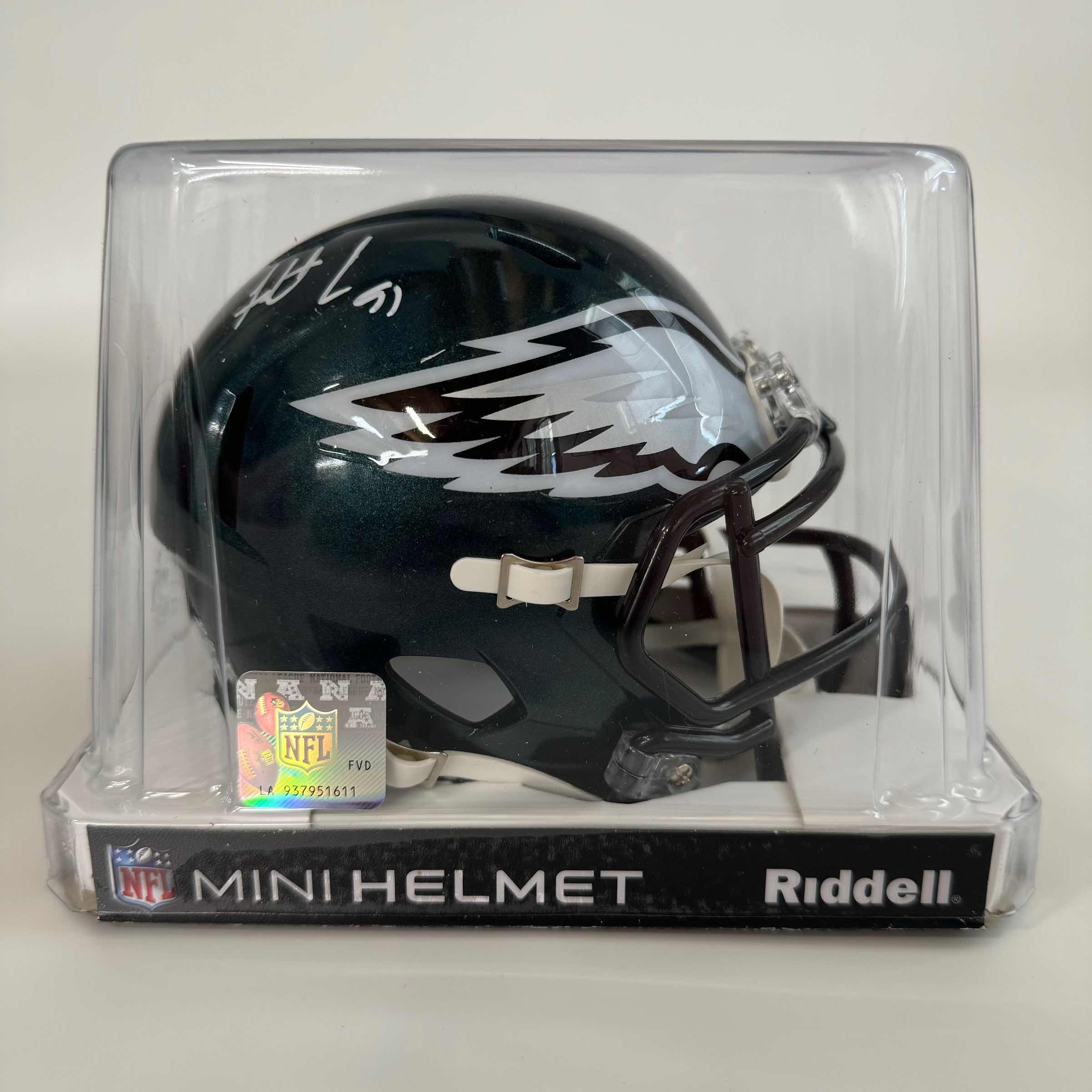 Autographed/Signed Fletcher Cox Philadelphia Eagles Mini Football Helmet Beckett COA - Image 2