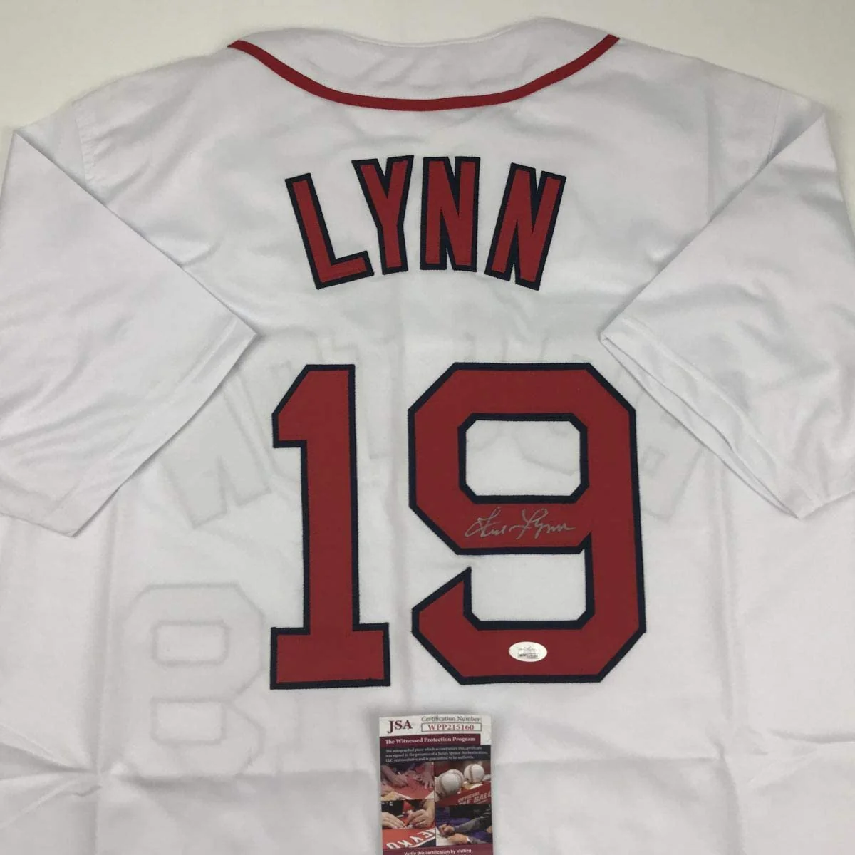 Autographed/Signed Fred Lynn Boston White Baseball Jersey JSA COA - Image 2