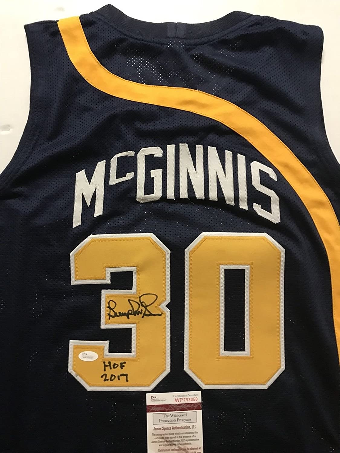 Autographed/Signed George McGinnis HOF 17 Indiana Blue Basketball Jersey JSA COA - Image 2