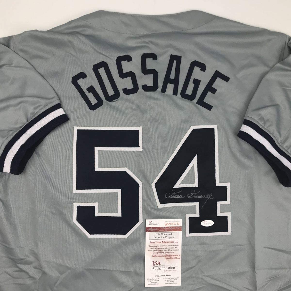 Autographed/Signed Goose Gossage New York Grey Baseball Jersey JSA COA - Image 2