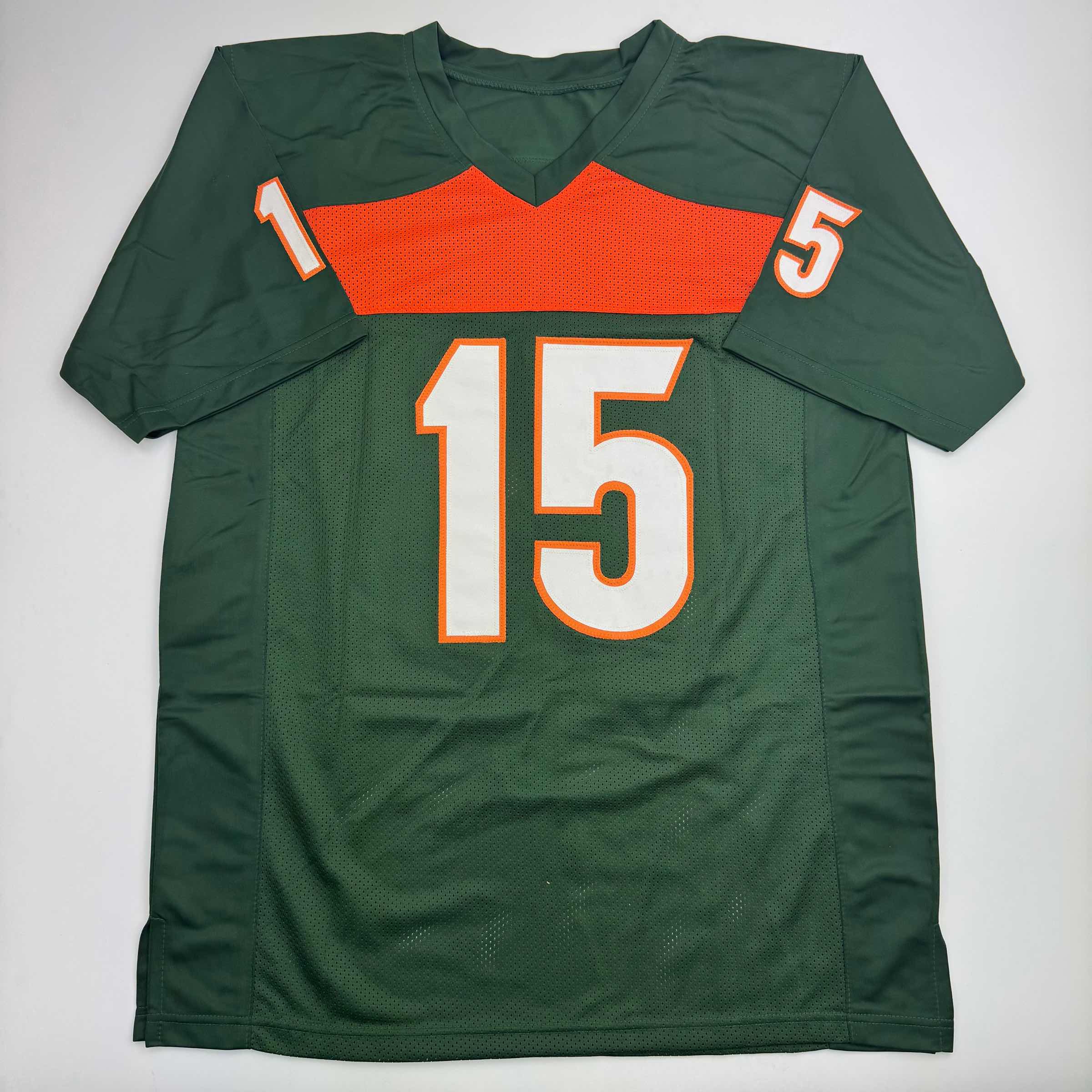 Autographed/Signed Greg Rousseau Miami Green College Football Jersey JSA COA - Image 4