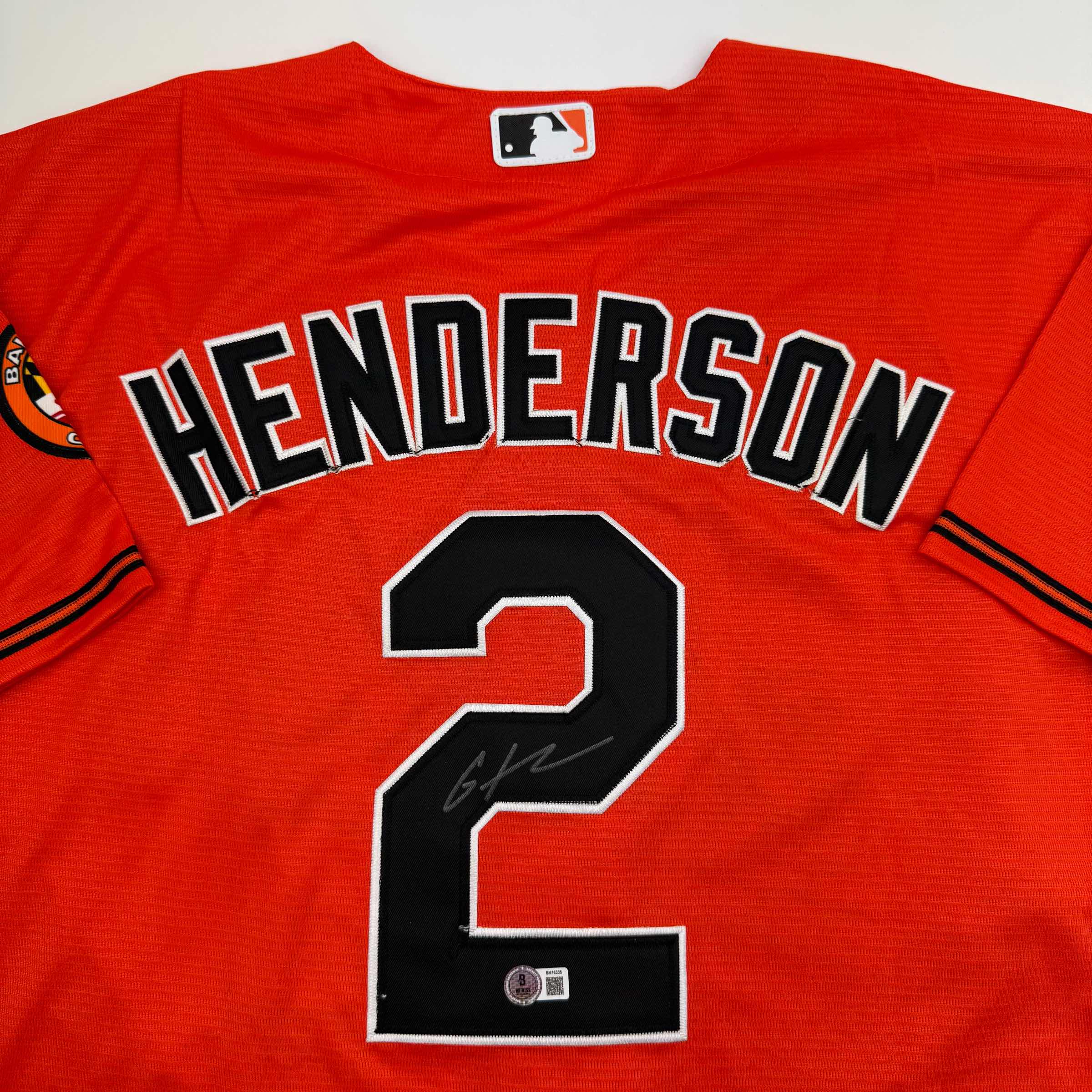 Autographed/Signed Gunnar Henderson Baltimore Orange Baseball Jersey Beckett BAS COA - Image 2
