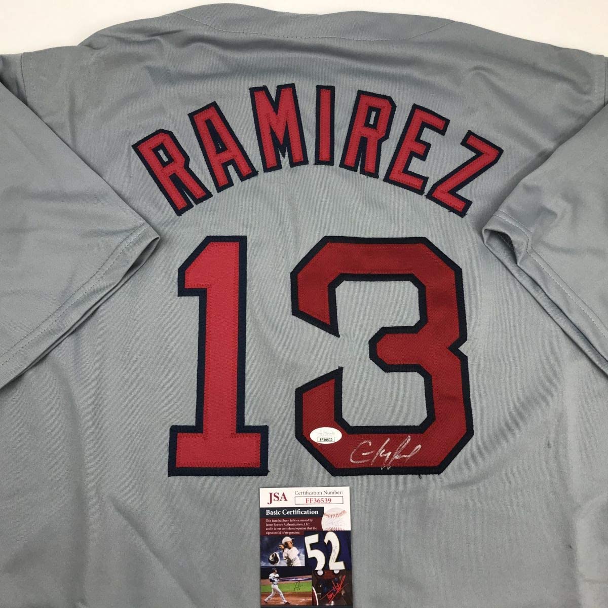 Autographed/Signed Hanley Ramirez Boston Grey Baseball Jersey JSA COA - Image 2