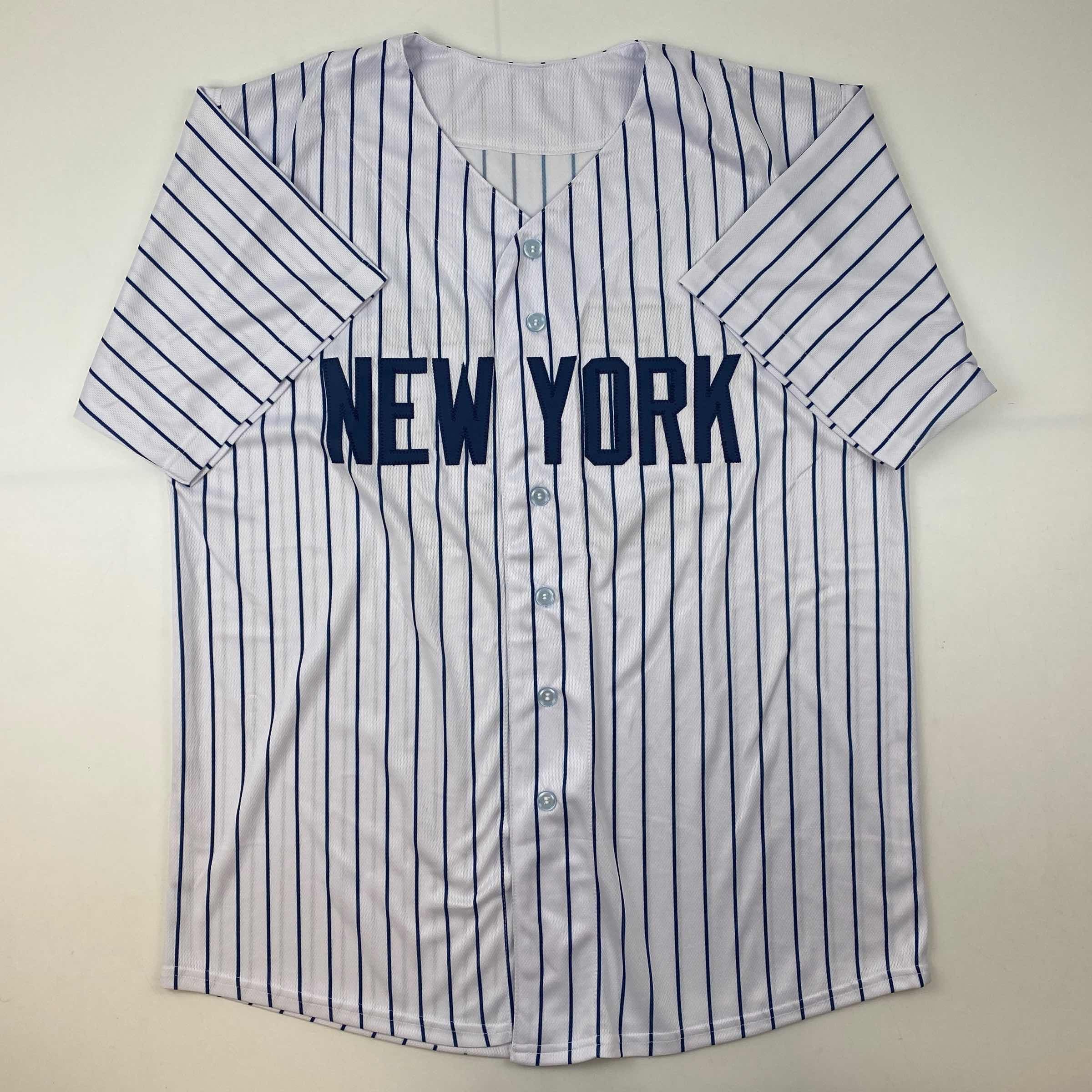 Autographed/Signed Hideki Matsui New York Pinstripe Baseball Jersey Beckett BAS COA - Image 4